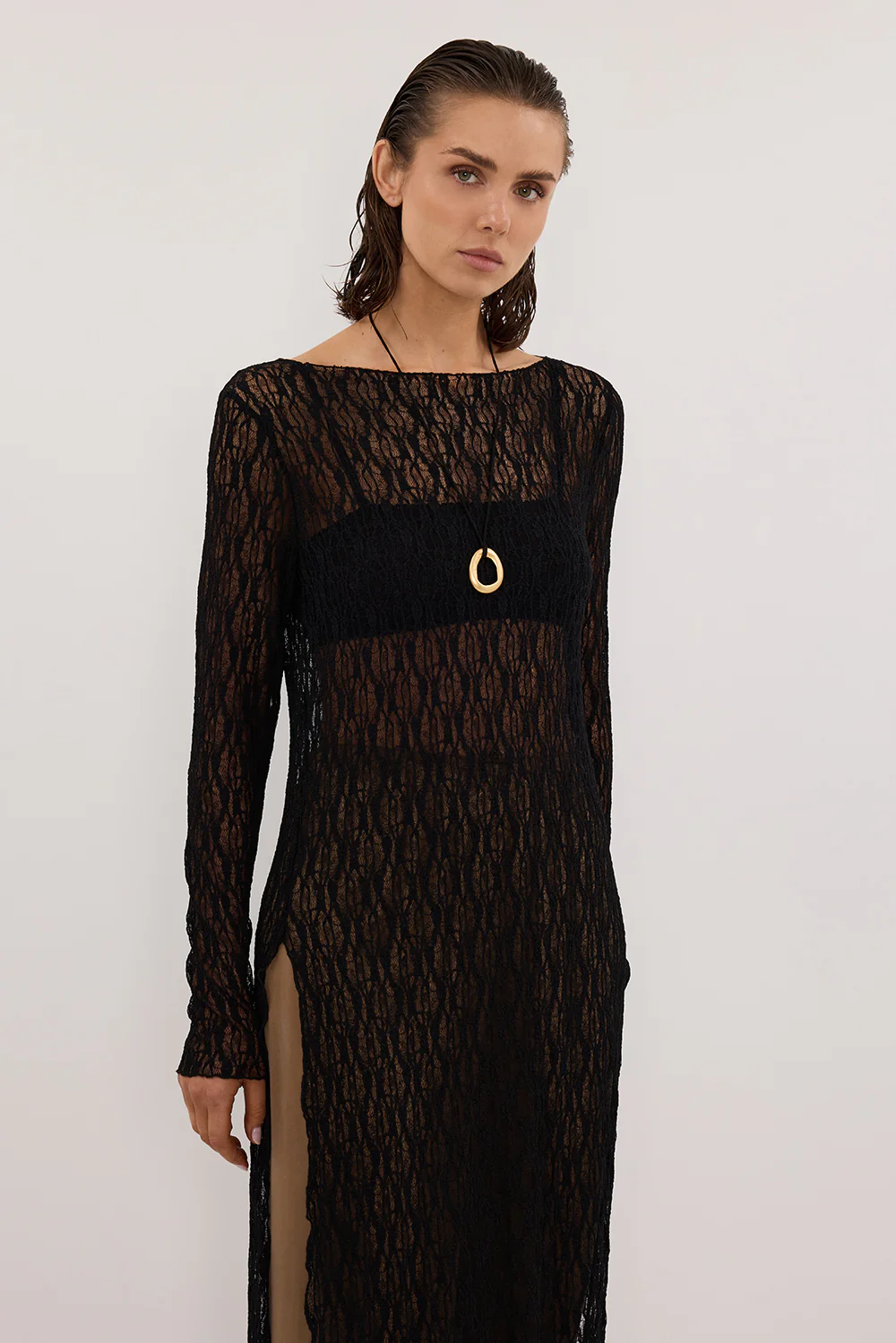 LIZZIE BLACK BOAT NECK TUNIC TOP - Image 2