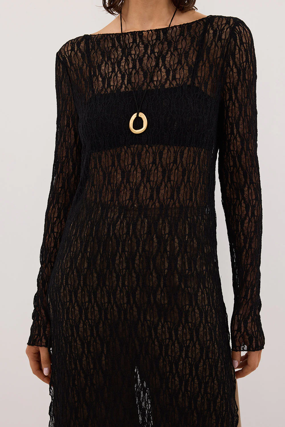 LIZZIE BLACK BOAT NECK TUNIC TOP - Image 5