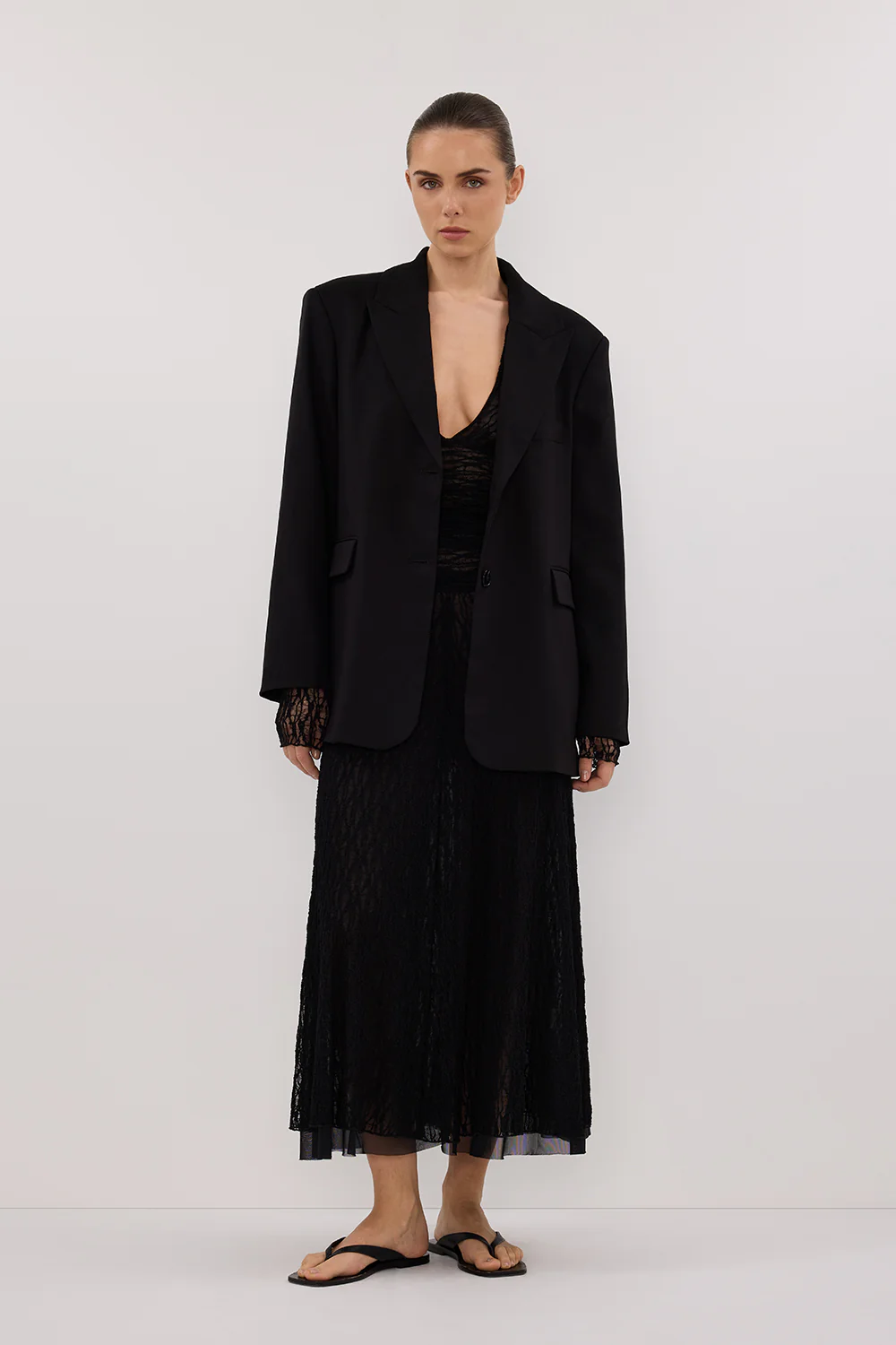 LIZZIE BLACK LACE LONG SLEEVE MAXI DRESS - Image 6