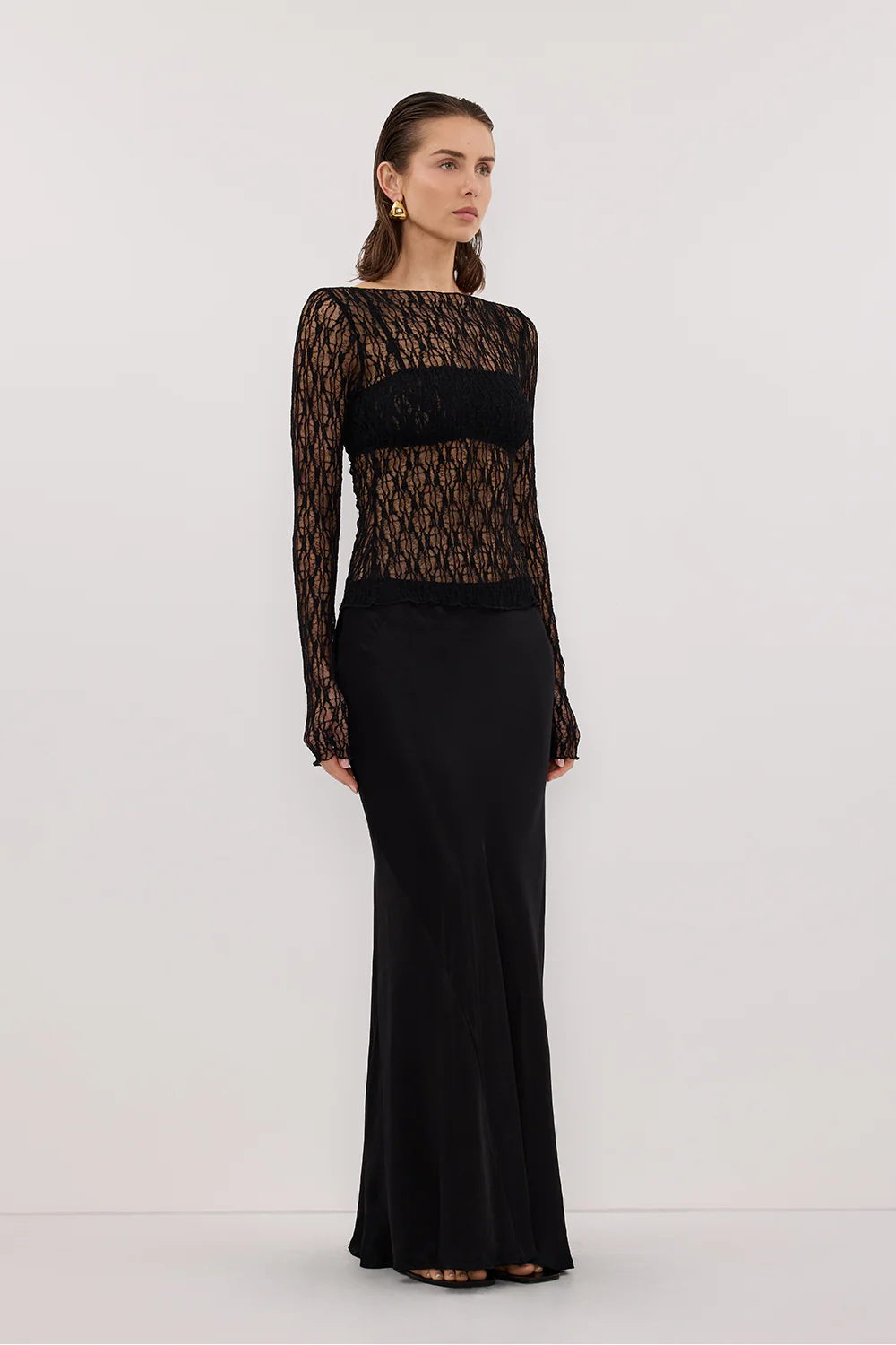 LIZZIE BLACK LACE LONG SLEEVE TOP - Image 3