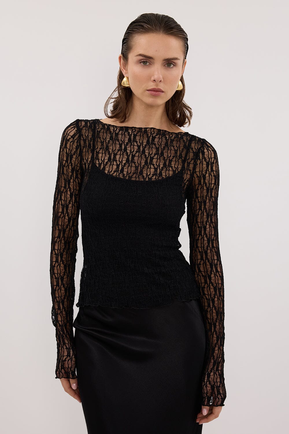 LIZZIE BLACK LACE LONG SLEEVE TOP - Image 6