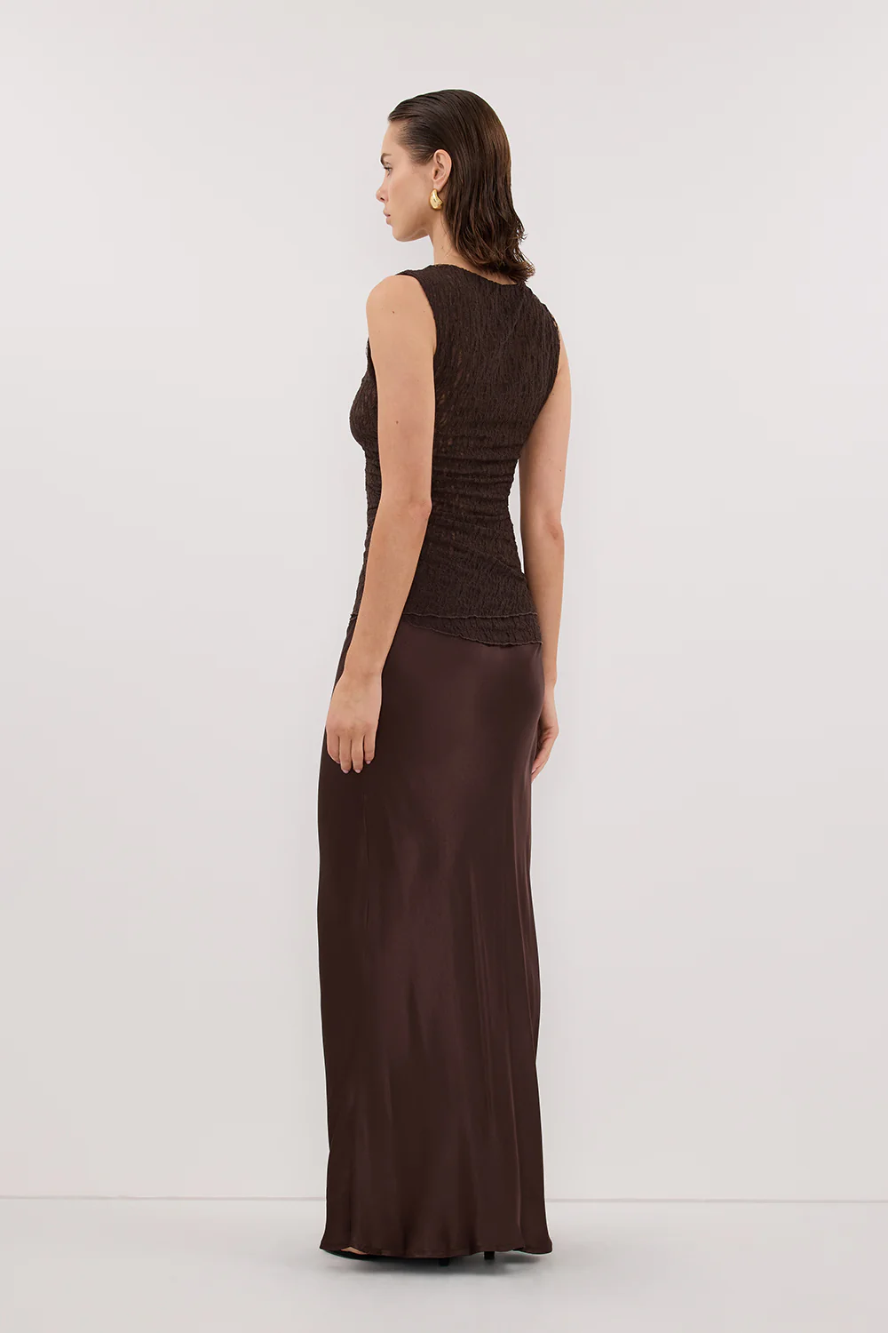 LIZZIE DARK CHOCOLATE SLEEVELESS LACE TOP - Image 4