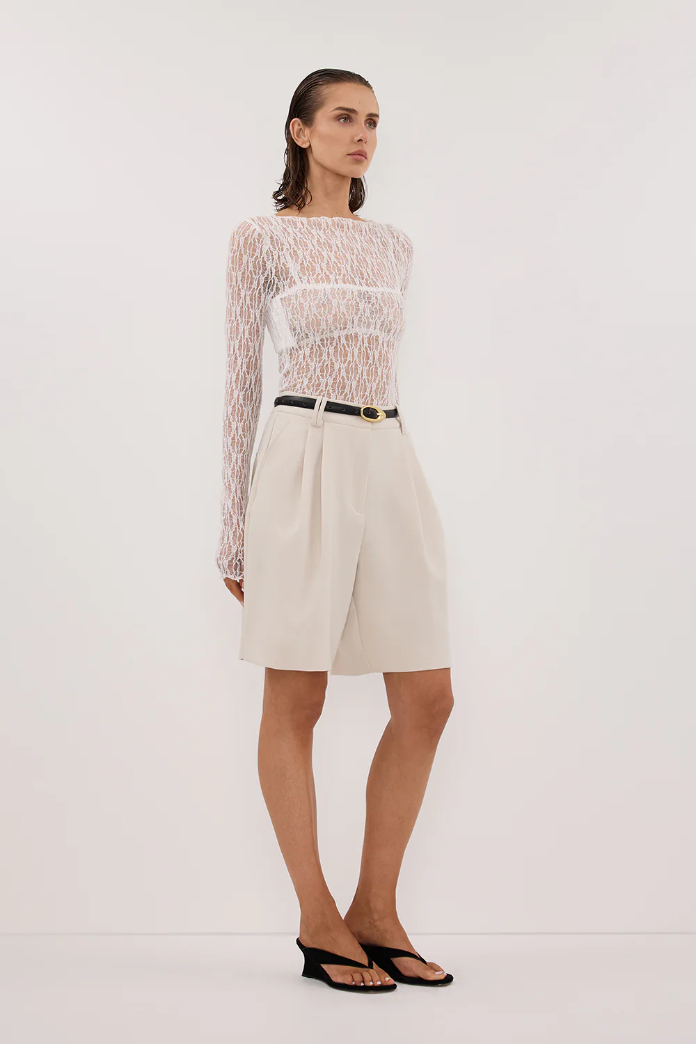 LIZZIE WHITE LACE LONG SLEEVE TOP - Image 3