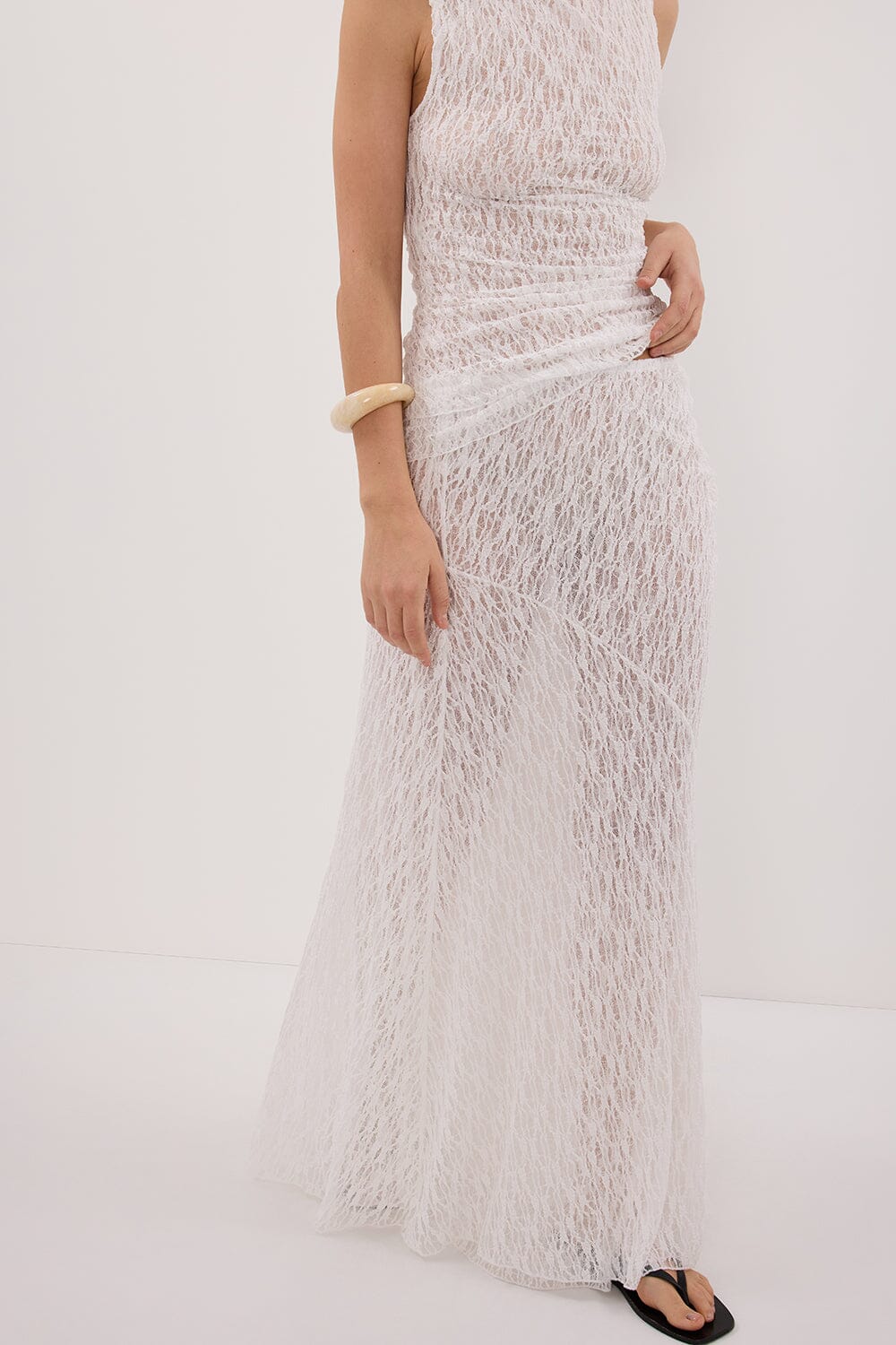 LIZZIE WHITE LAYERED LACE MIDI SKIRT - Image 2