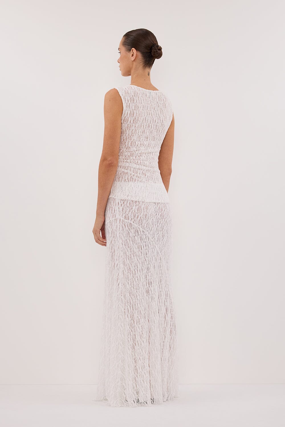 LIZZIE WHITE LAYERED LACE MIDI SKIRT - Image 4