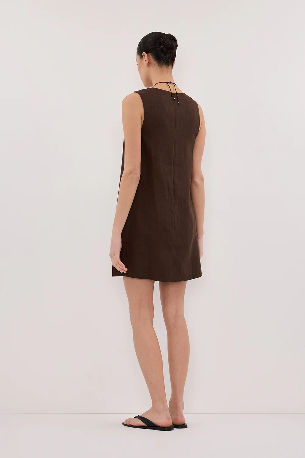 LOTUS BITTER CHOC LINEN MINI DRESS - Image 4