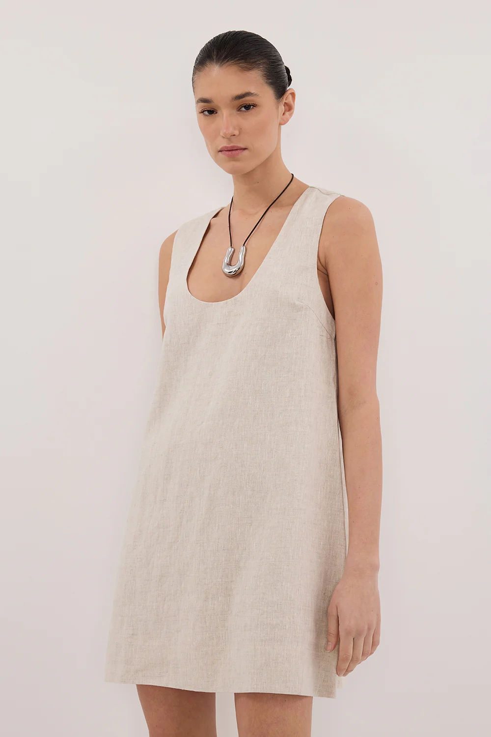 LOTUS NATURAL LINEN MINI DRESS - Image 2