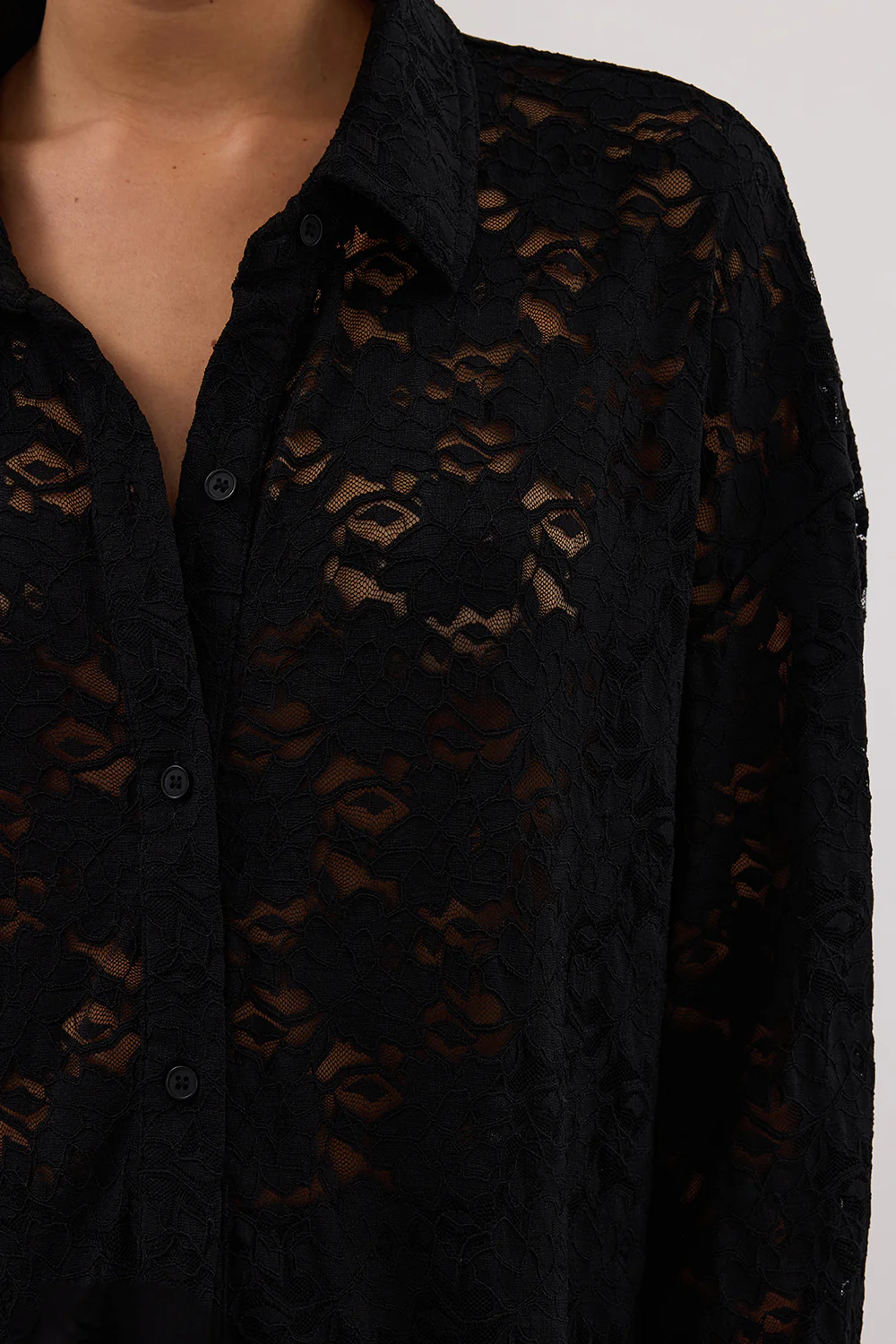 LOULA BLACK LACE LONG SLEEVE SHIRT - Image 5