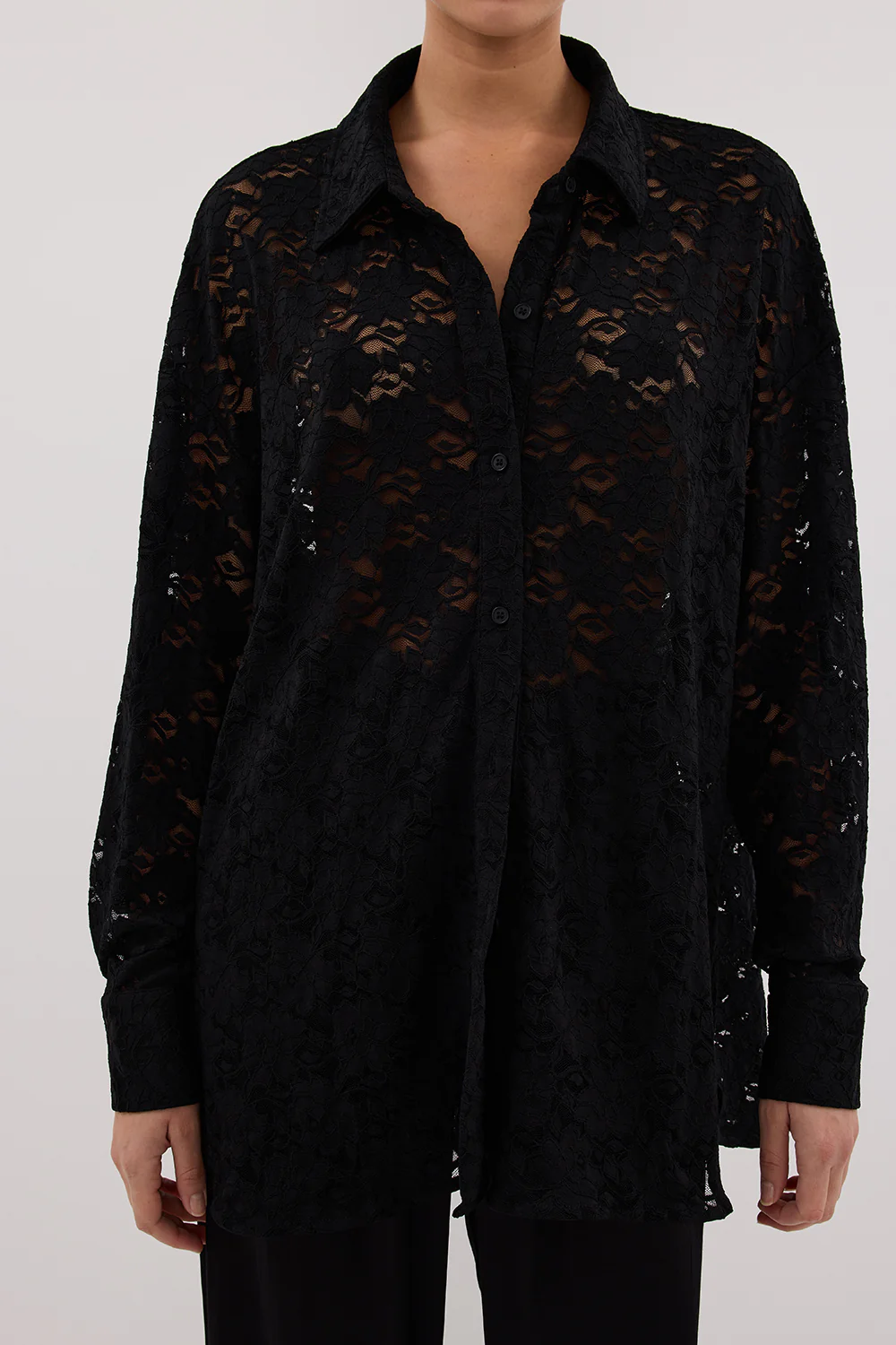 LOULA BLACK LACE LONG SLEEVE SHIRT - Image 6