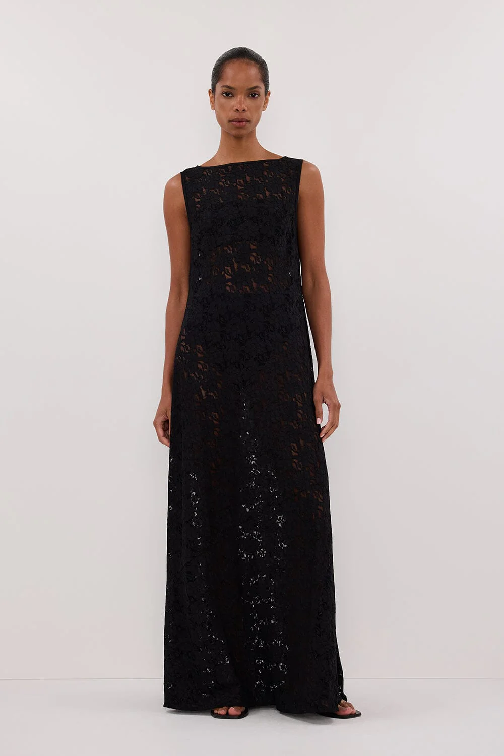 LOULA BLACK LACE MIDI DRESS - Image 6