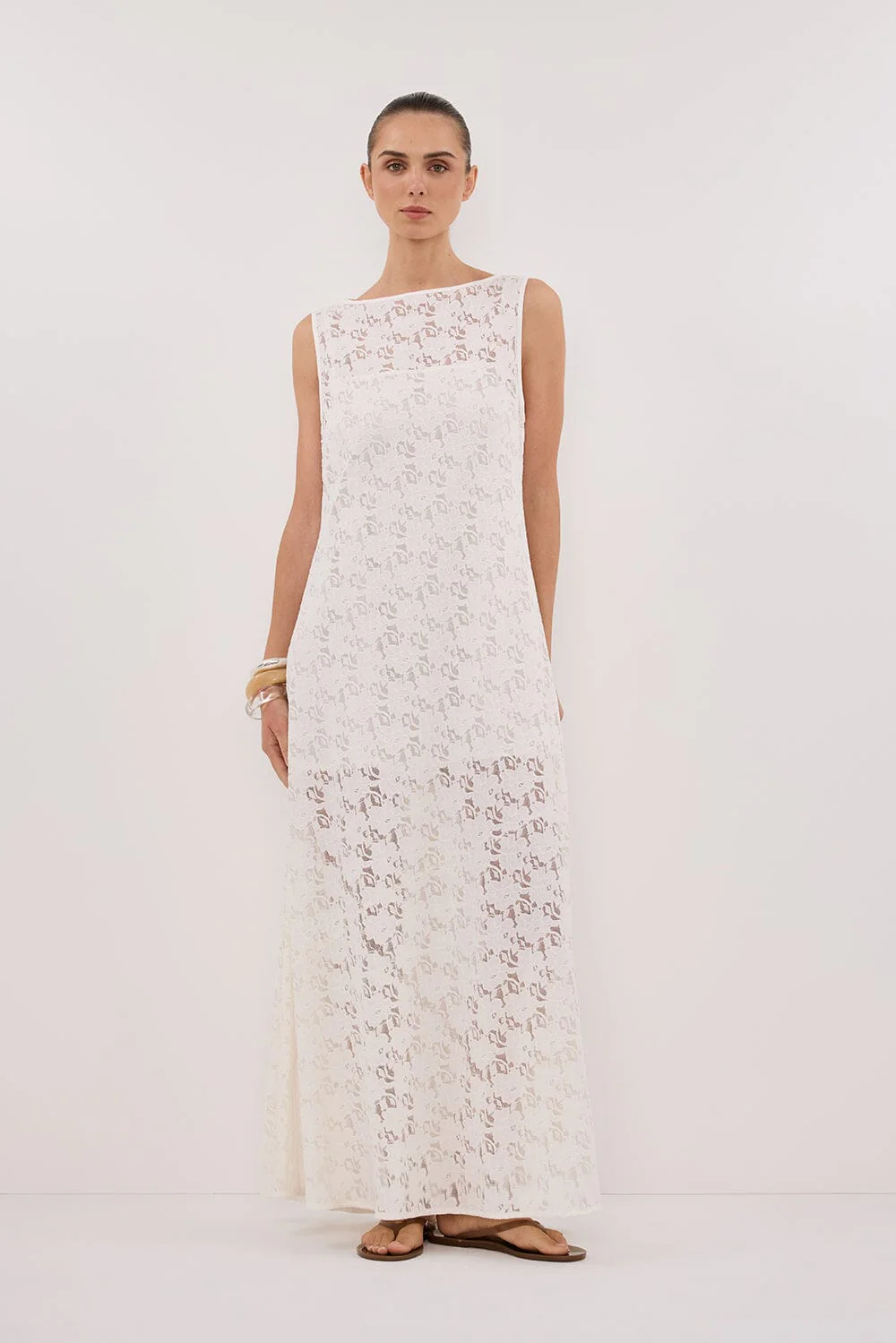 LOULA WHITE LACE MIDI DRESS - Image 6