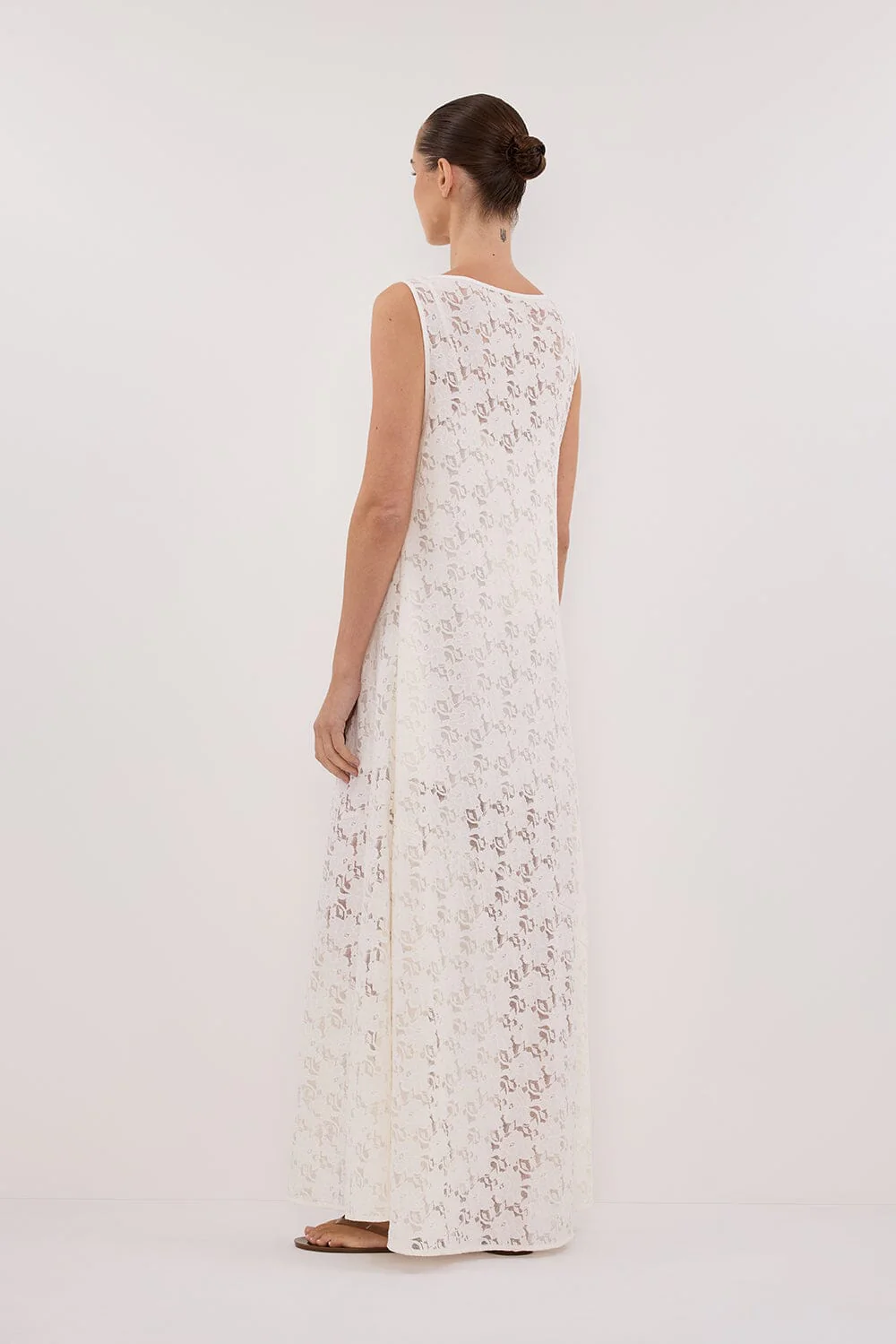 LOULA WHITE LACE MIDI DRESS - Image 7