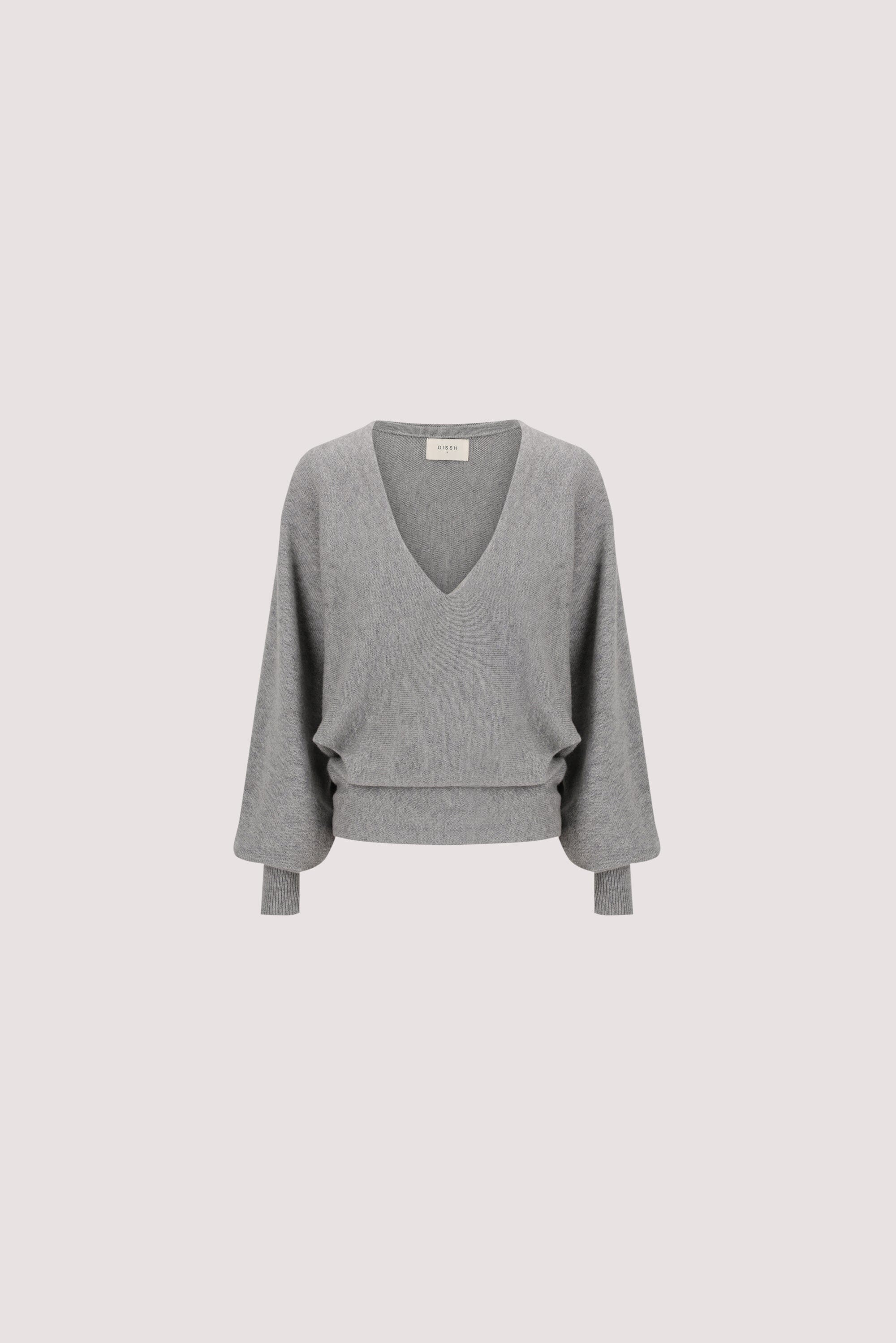 LUMI GREY MARLE V NECK MERINO KNIT JUMPER - Image 6