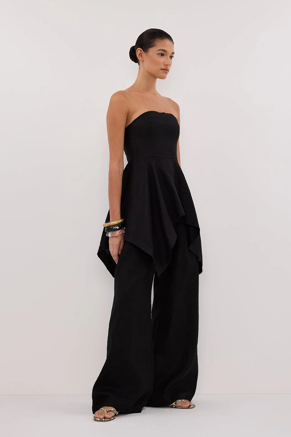 LUNA BLACK LINEN HANDKERCHIEF TOP - Image 3