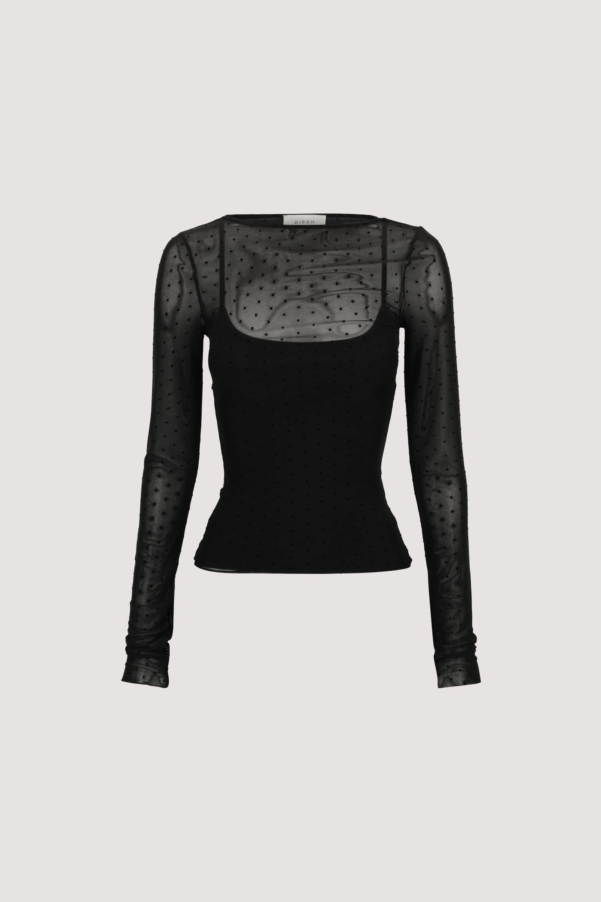 MAE BLACK MESH SPOT LONG SLEEVE TOP - Image 6