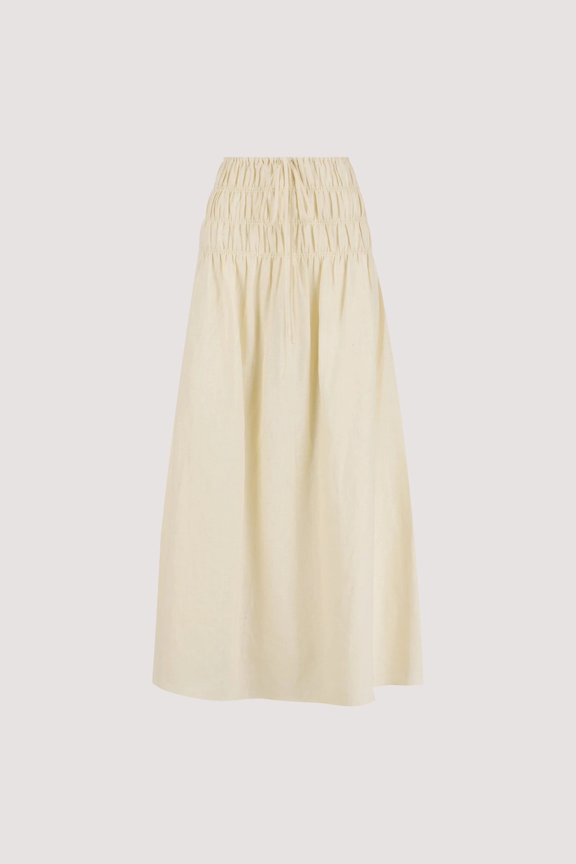 MAIA STRAW LINEN SHIRRED MIDI SKIRT - Image 8