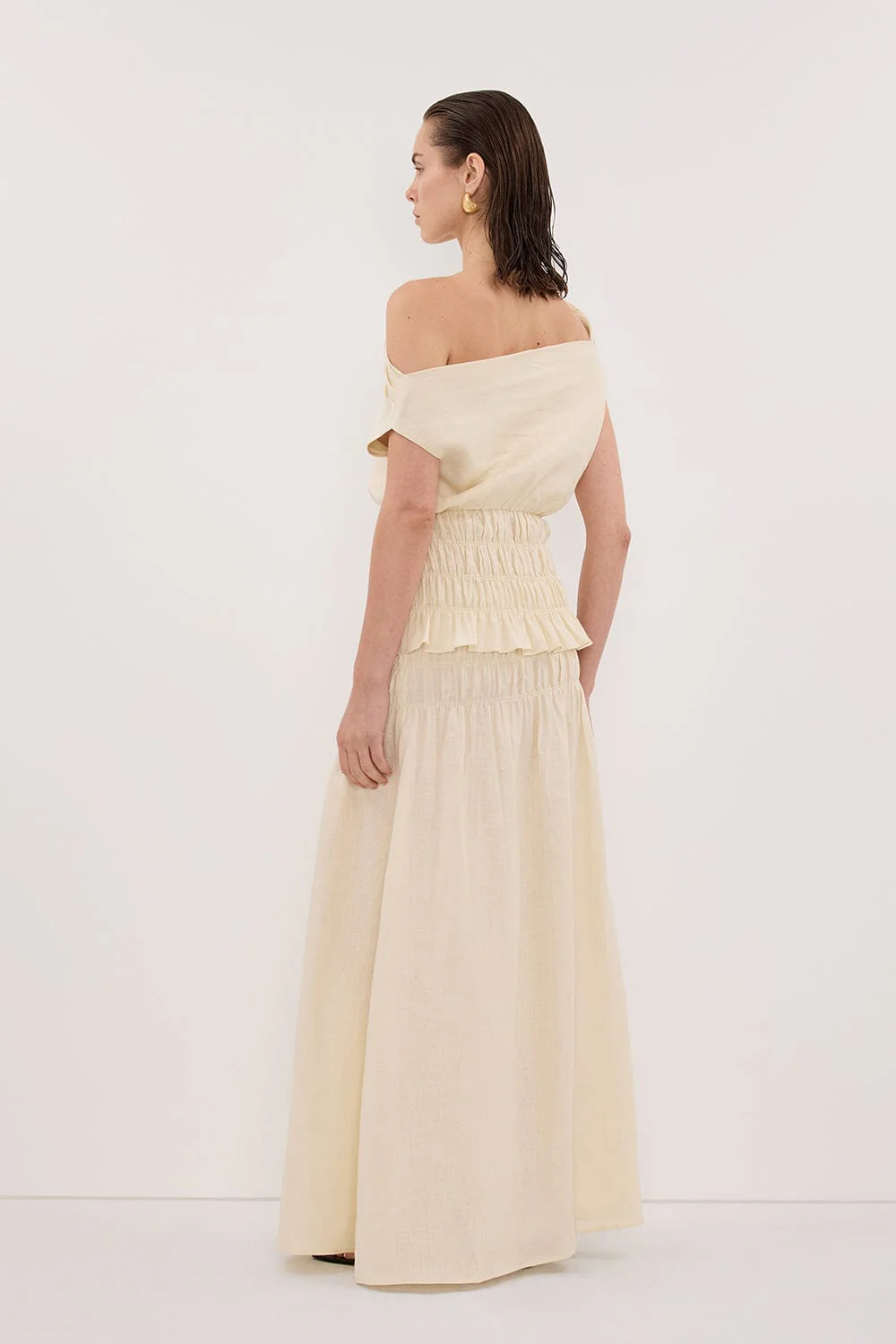 MAIA STRAW SLEEVELESS LINEN SHIRRED TOP - Image 4