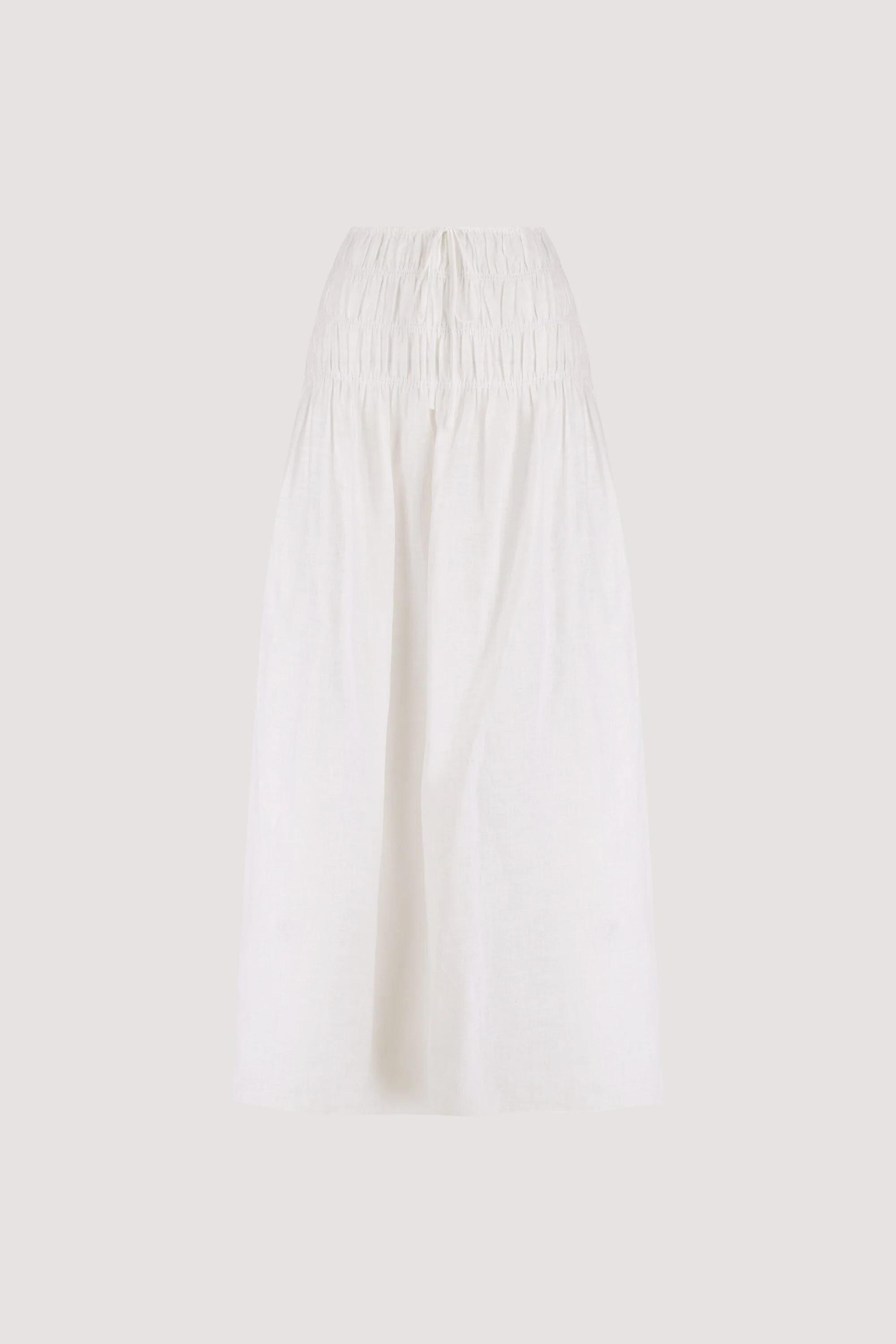 MAIA WHITE LINEN SHIRRED MIDI SKIRT - Image 6