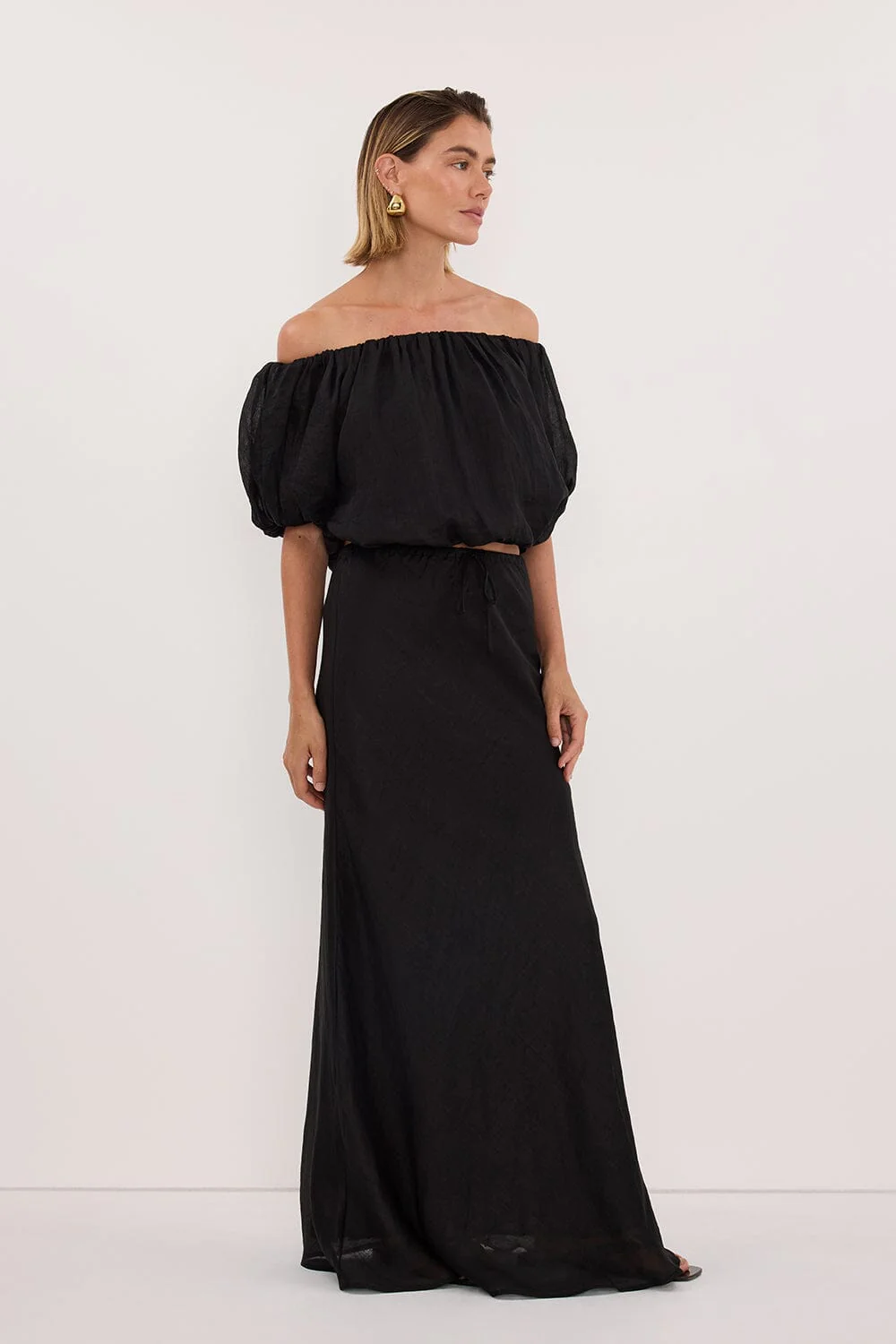 MAISON BLACK RAMIE BIAS MAXI SKIRT - Image 3