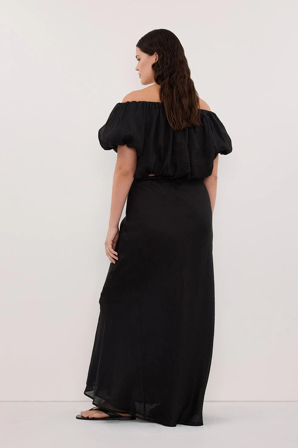 MAISON BLACK RAMIE BIAS MAXI SKIRT - Image 7