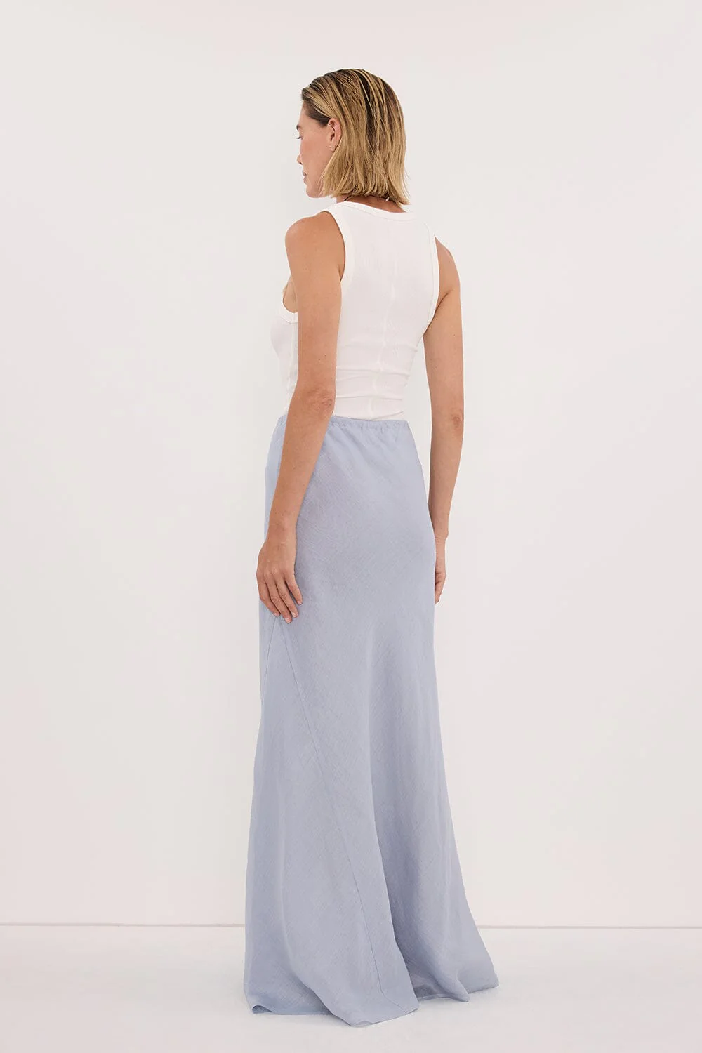 MAISON DUSTY BLUE RAMIE BIAS MAXI SKIRT - Image 7