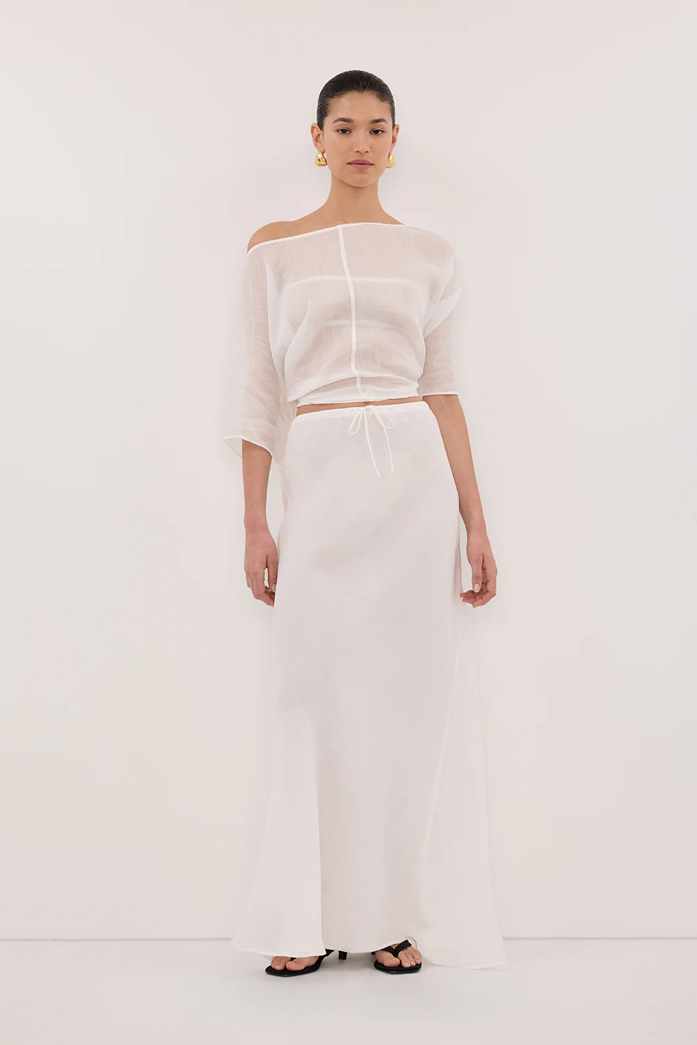 MAISON WHITE RAMIE BIAS MAXI SKIRT - Image 3