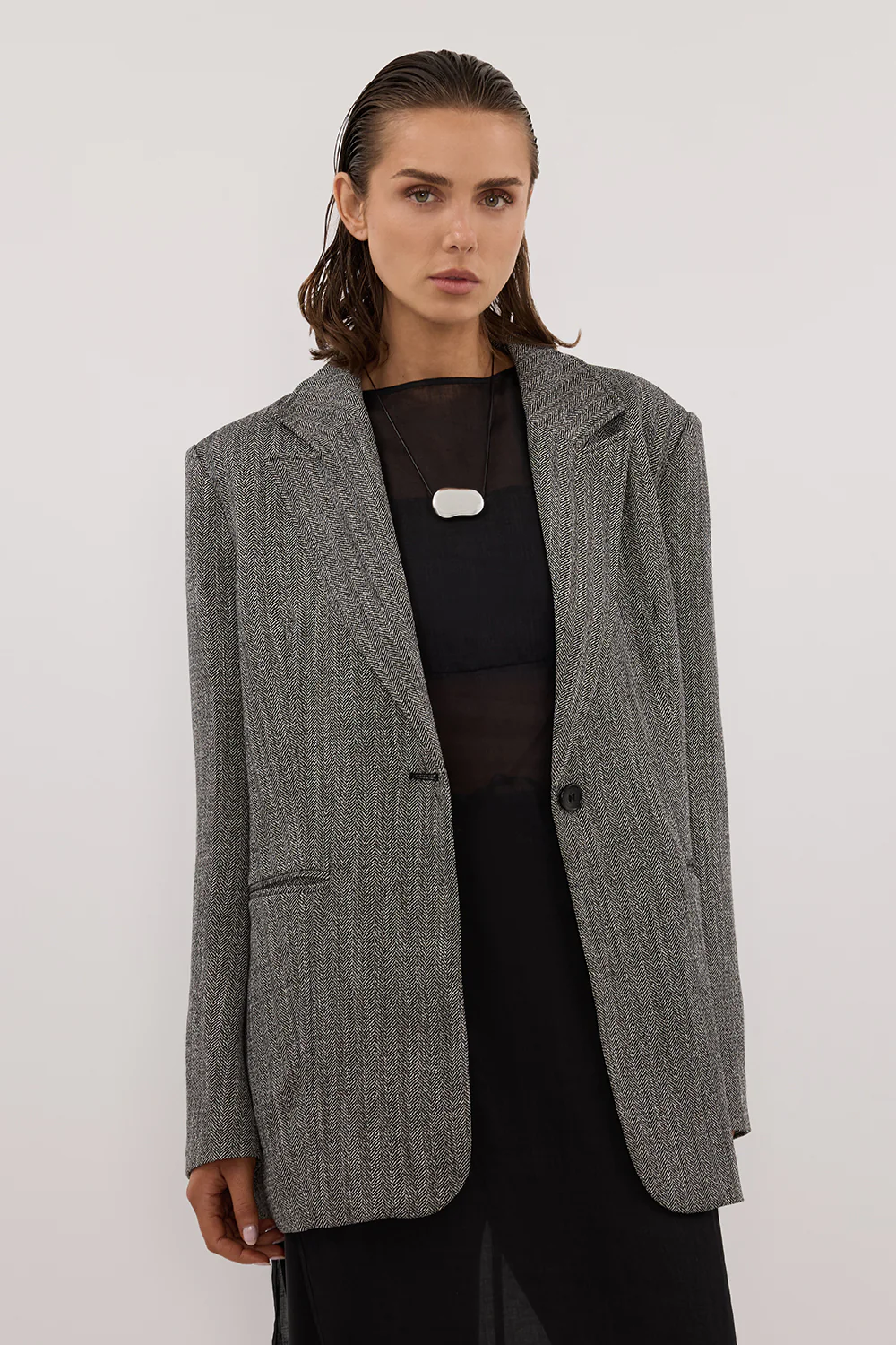 MANHATTAN CHARCOAL TWEED BLAZER - Image 2