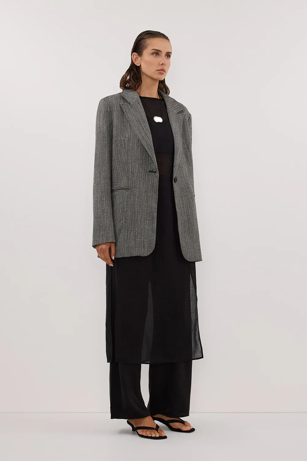 MANHATTAN CHARCOAL TWEED BLAZER - Image 3