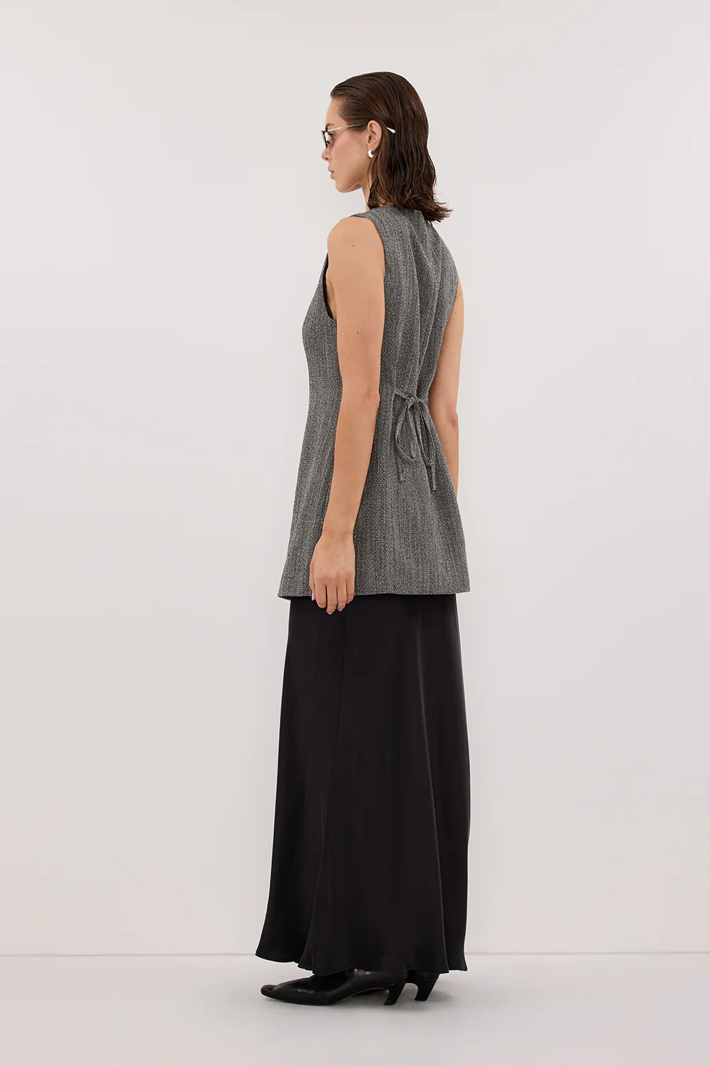 MANHATTAN CHARCOAL TWEED TUNIC VEST - Image 4