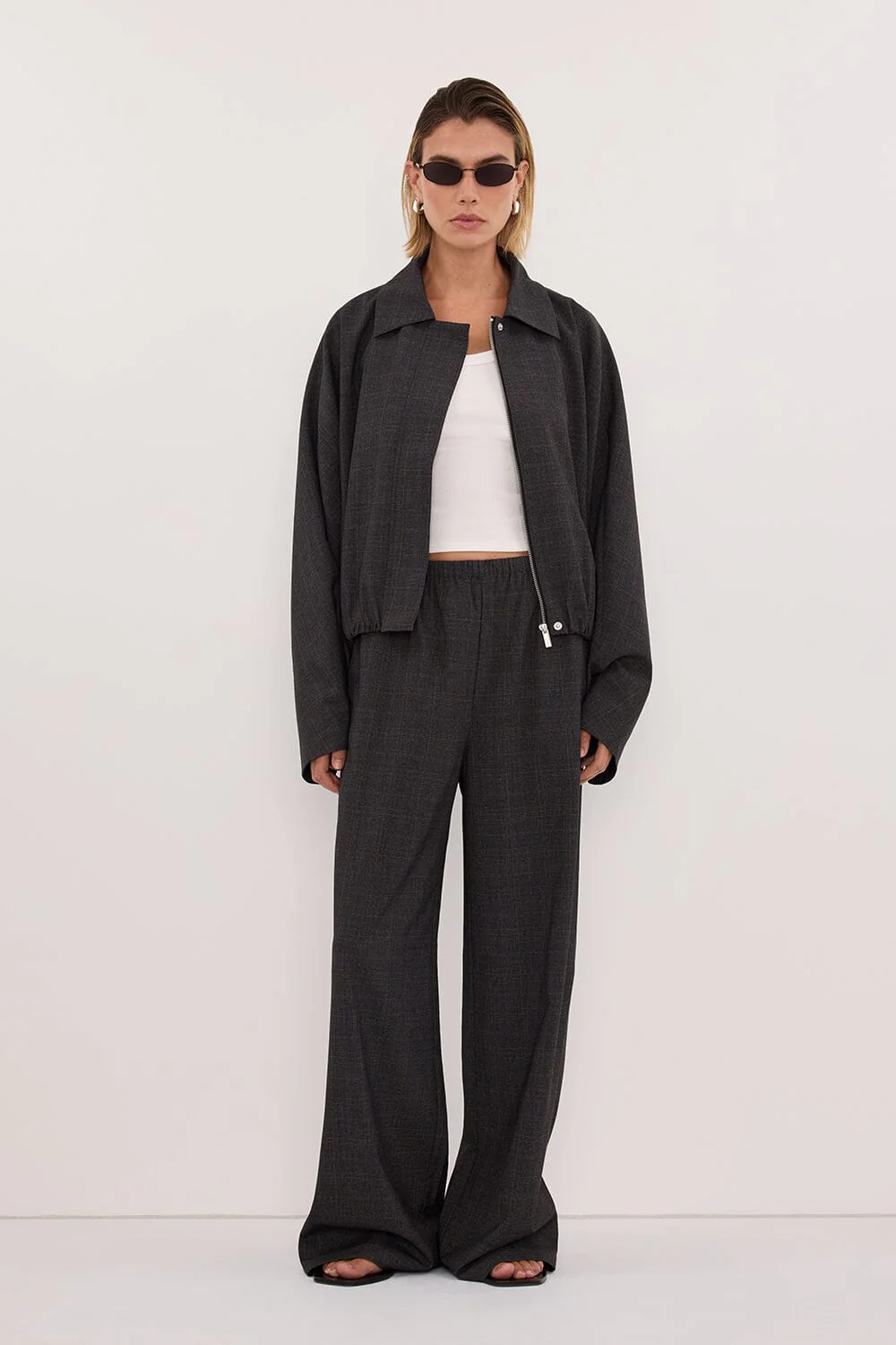 MARCO GREY PLAID ELASTIC PANT - Image 2