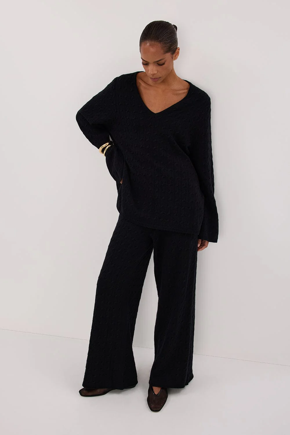 MAREN BLACK CABLE KNIT JUMPER - Image 6