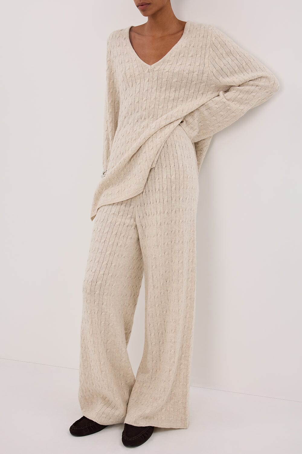 MAREN CHALK CABLE KNIT PANT - Image 2