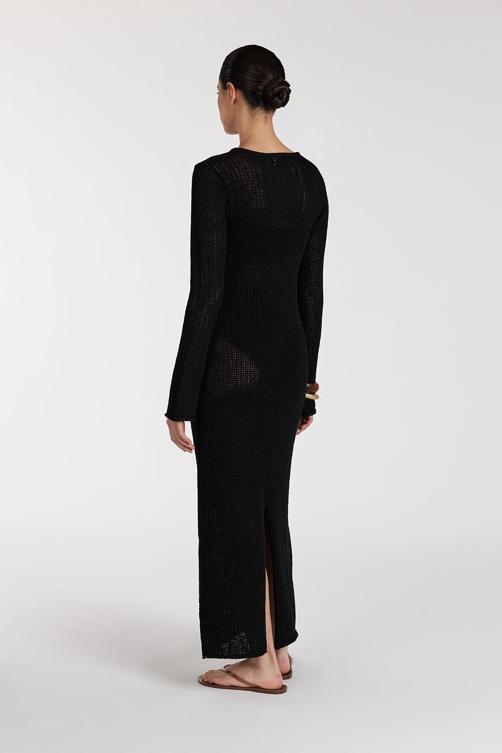 MARGOT BLACK CREW NECK MIDI DRESS - Image 4