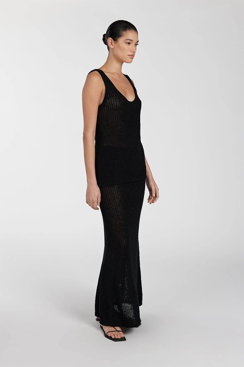 MARGOT BLACK CROCHET MIDI SKIRT - Image 4