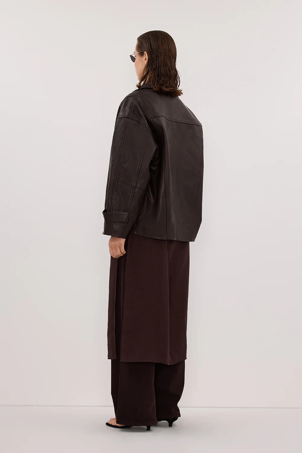 MARGOT CHOC OVERSIZED LEATHER JACKET - Image 4