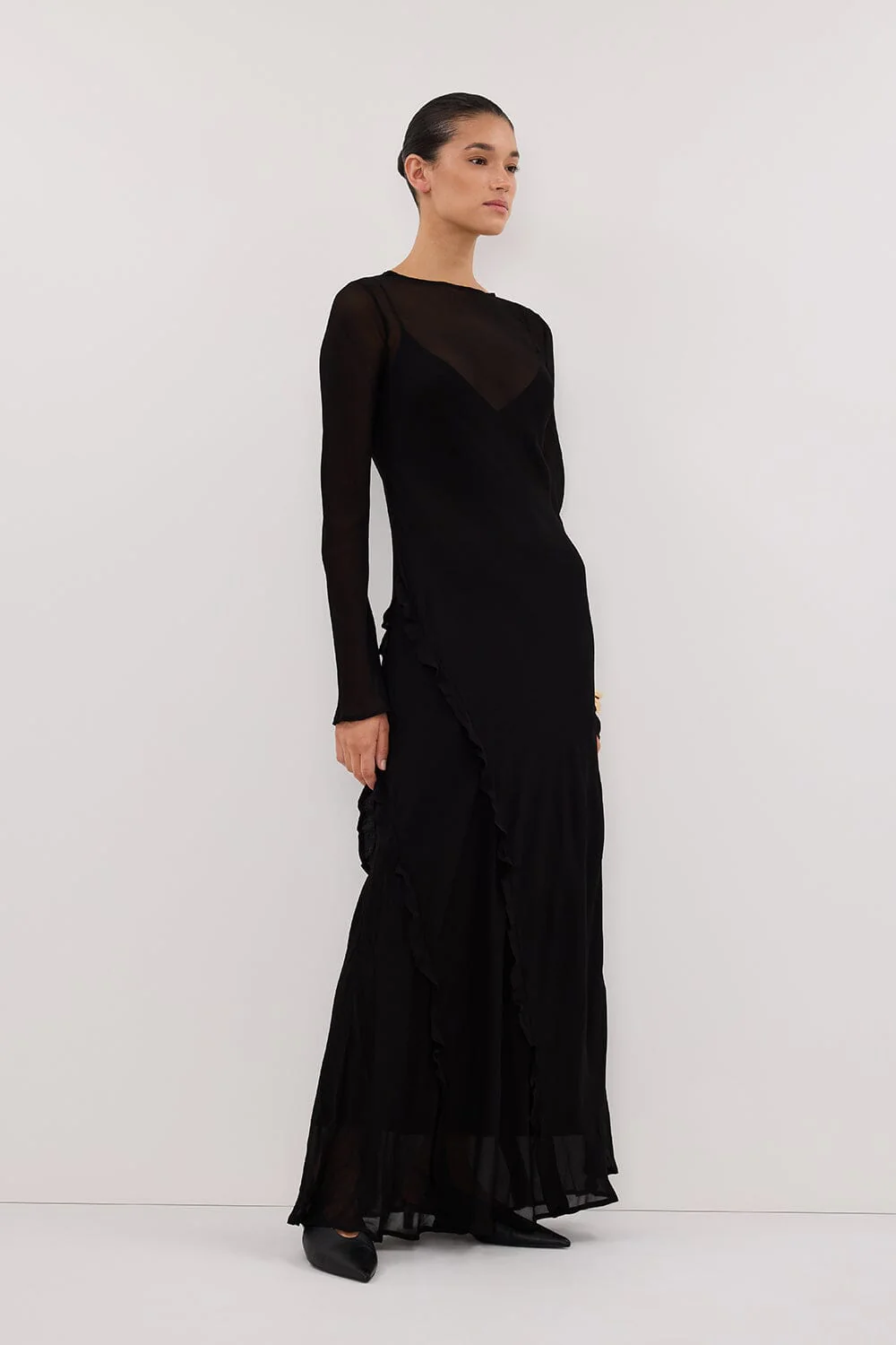 MARISSA BLACK LONG SLEEVE MAXI DRESS - Image 3