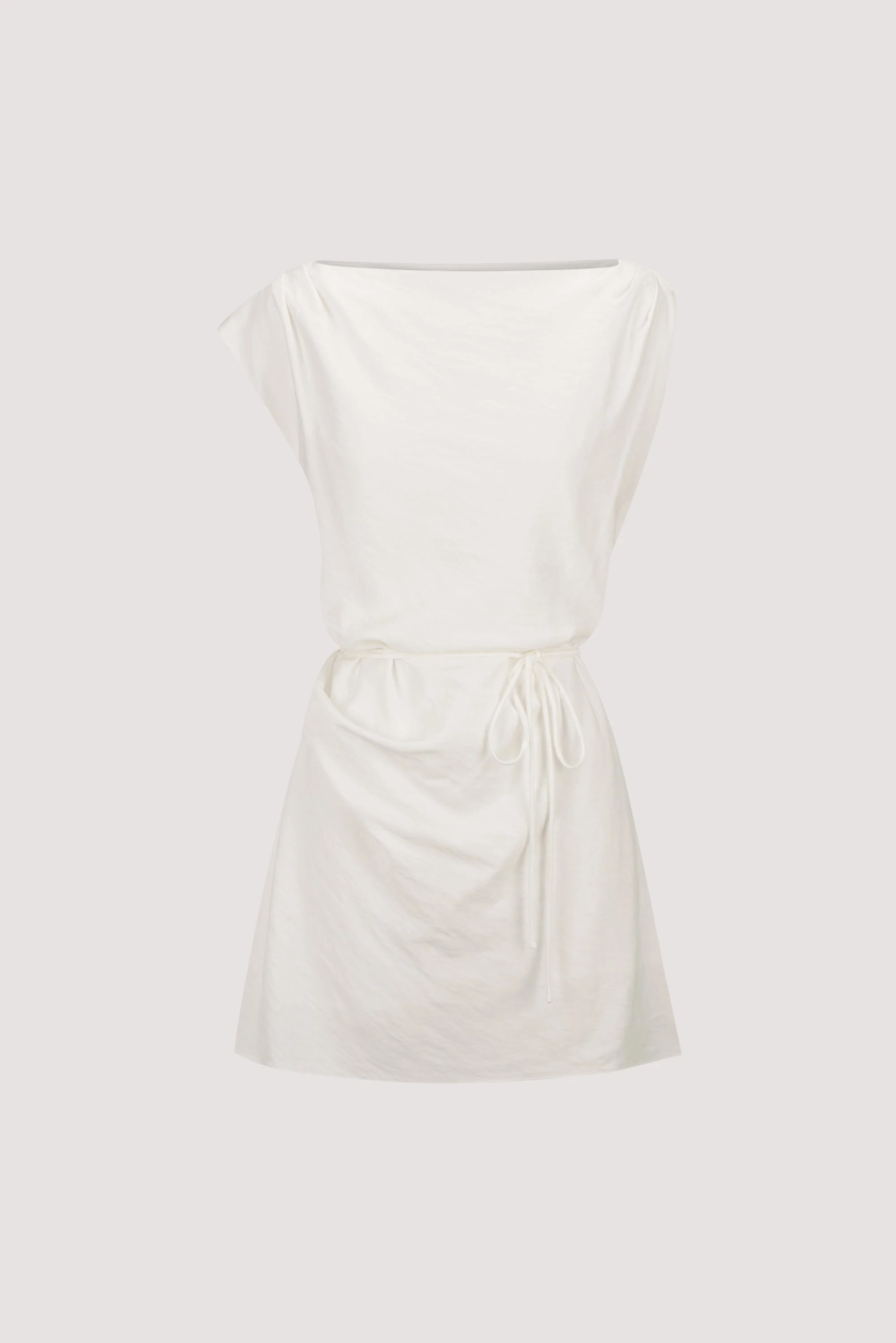MARMO WHITE DRAPED MINI DRESS - Image 8