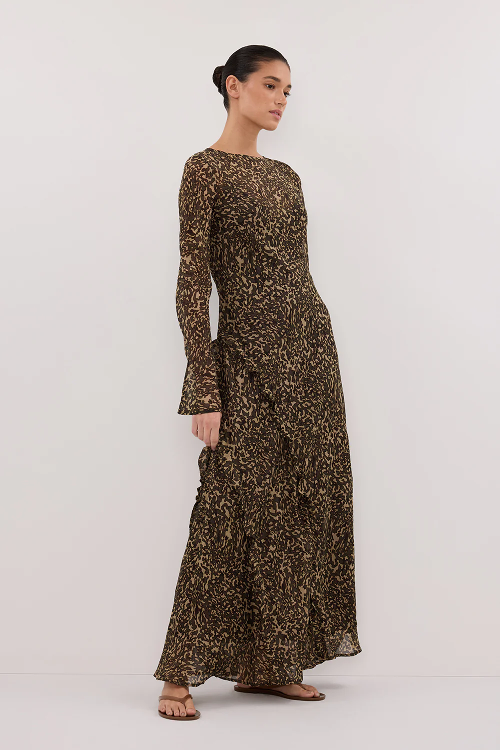 MARVILLA CHOC LONG SLEEVE MAXI DRESS - Image 3