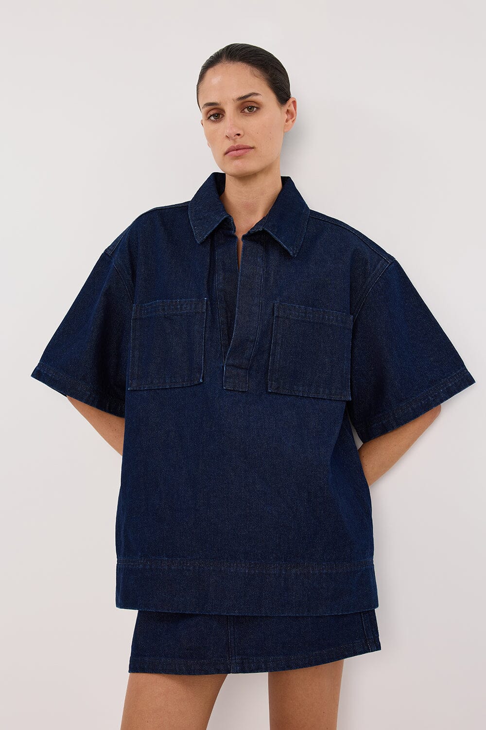 MASON INDIGO BOXY DENIM SHIRT - Image 2