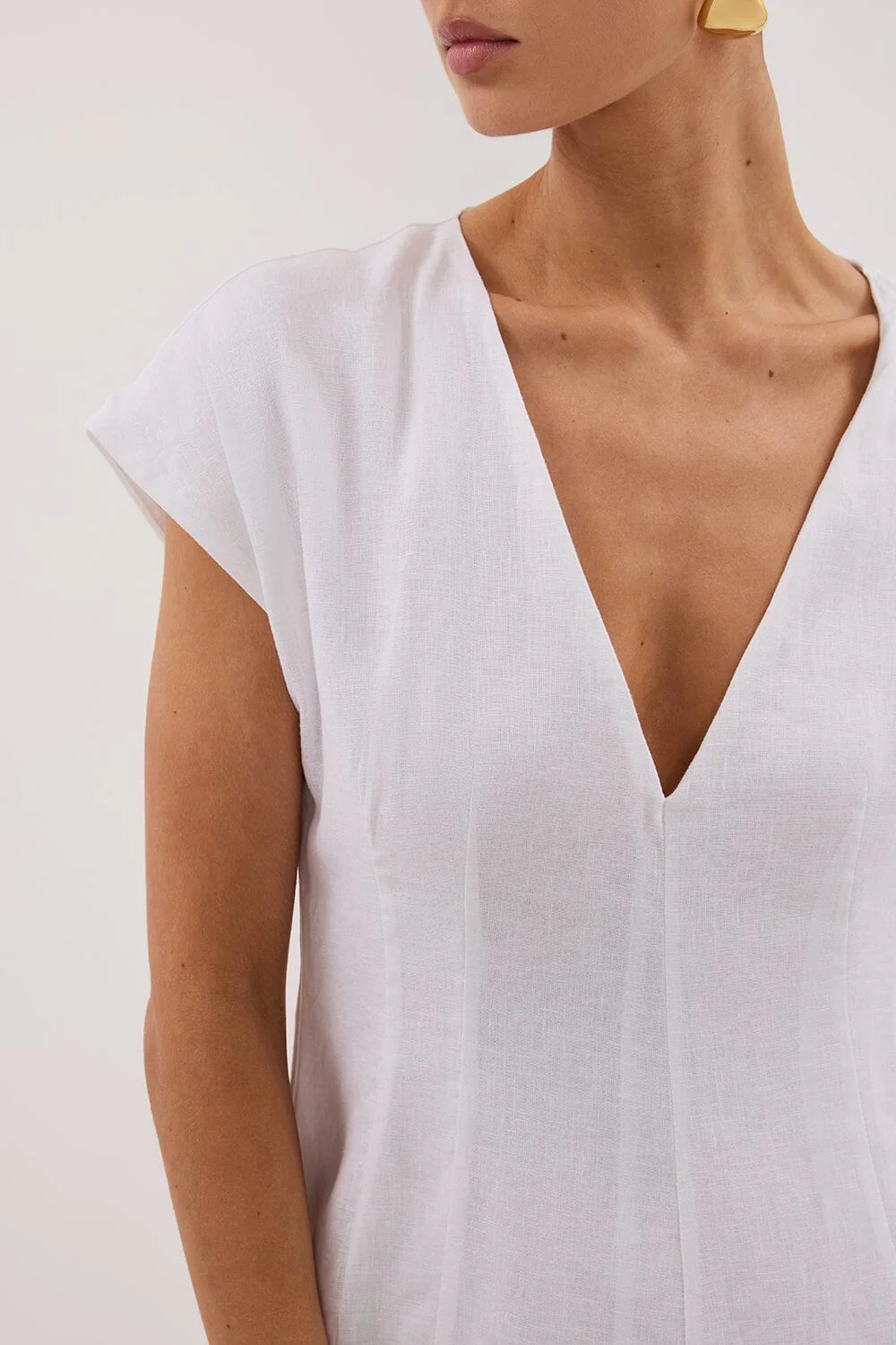 MATISSE WHITE LINEN MIDI DRESS - Image 5