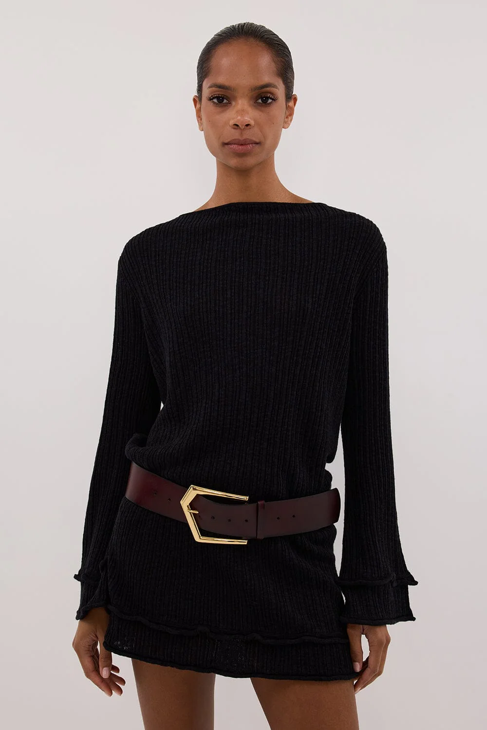MAX BLACK KNIT MINI DRESS - Image 2