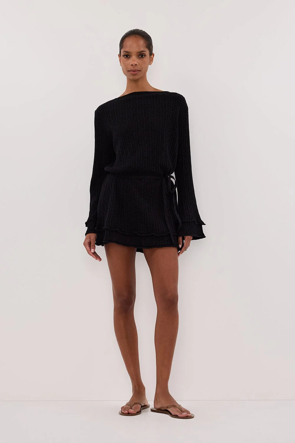 MAX BLACK KNIT MINI DRESS - Image 6