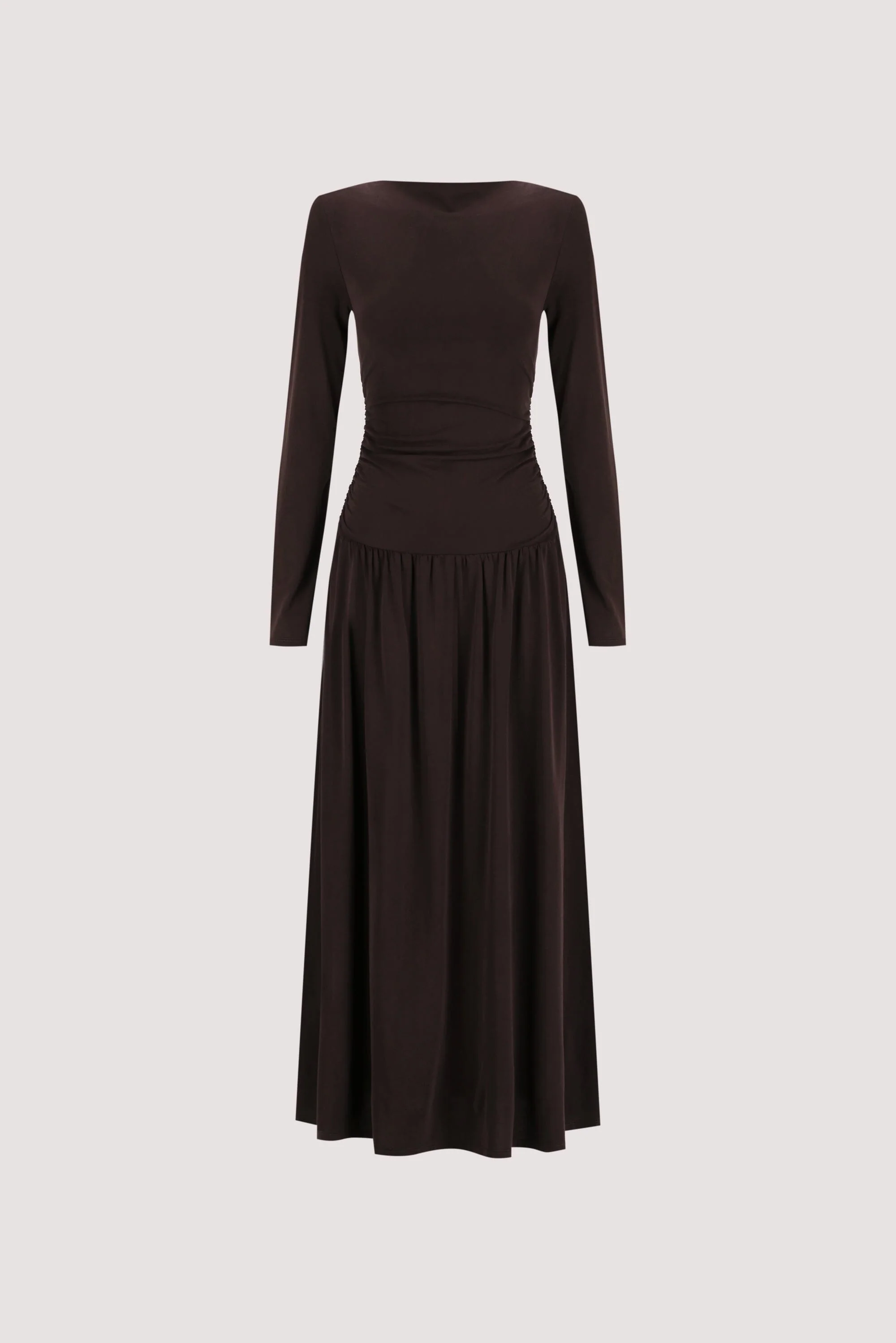 MEG BURNT CHOC LONG SLEEVE KNIT MIDI DRESS - Image 9