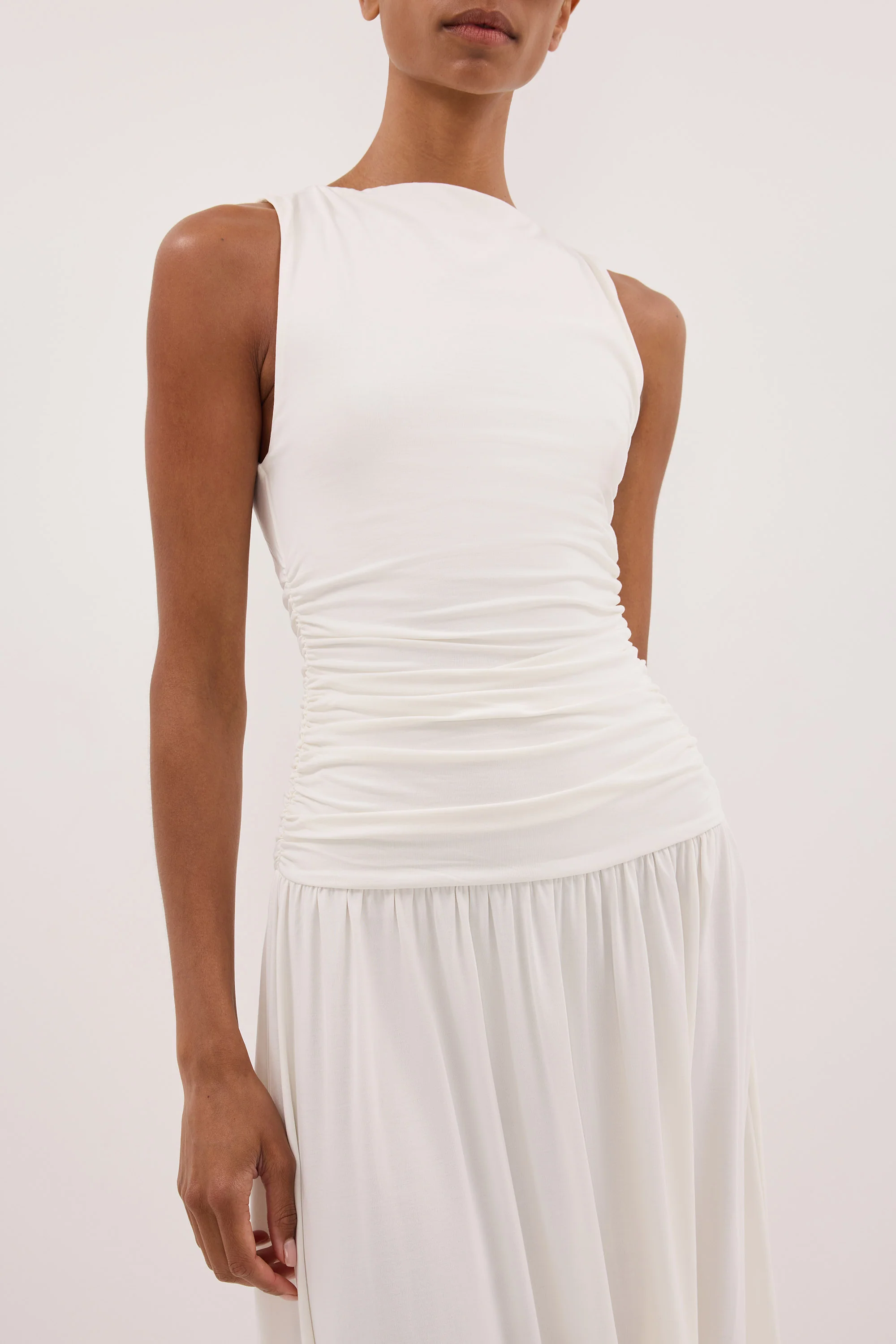 MEG OFF WHITE SLEEVELESS KNIT MIDI DRESS - Image 6