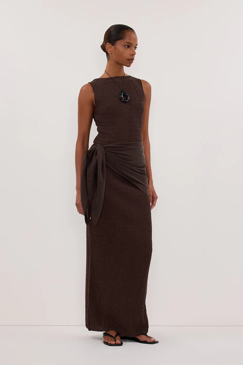 MELISSA CHOCOLATE KNIT MIDI SKIRT - Image 3