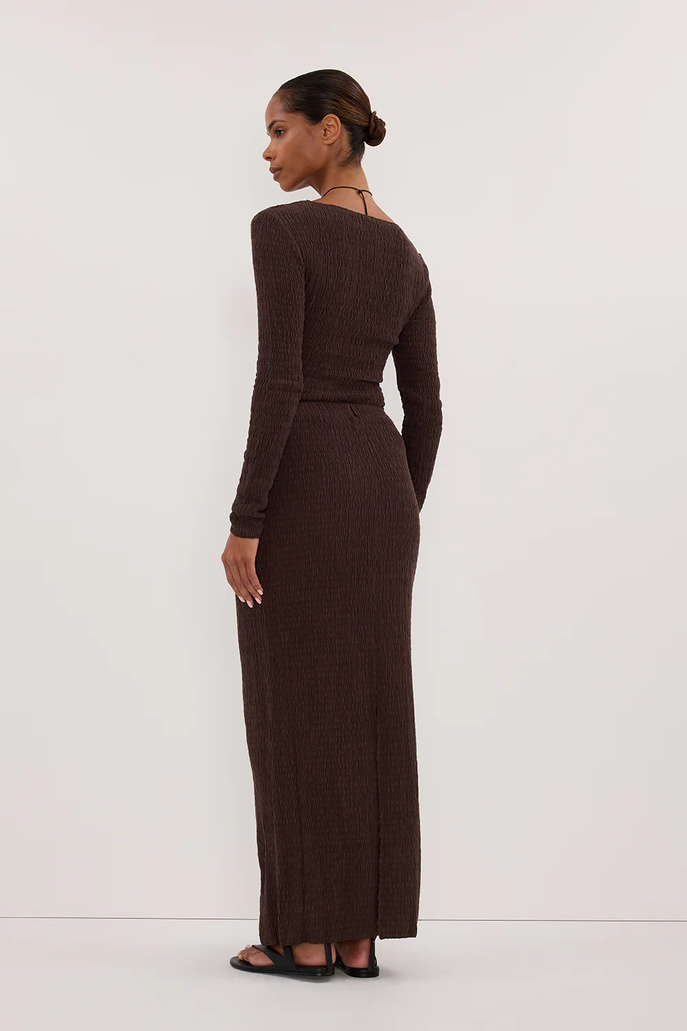 MELISSA CHOCOLATE KNIT MIDI SKIRT - Image 4