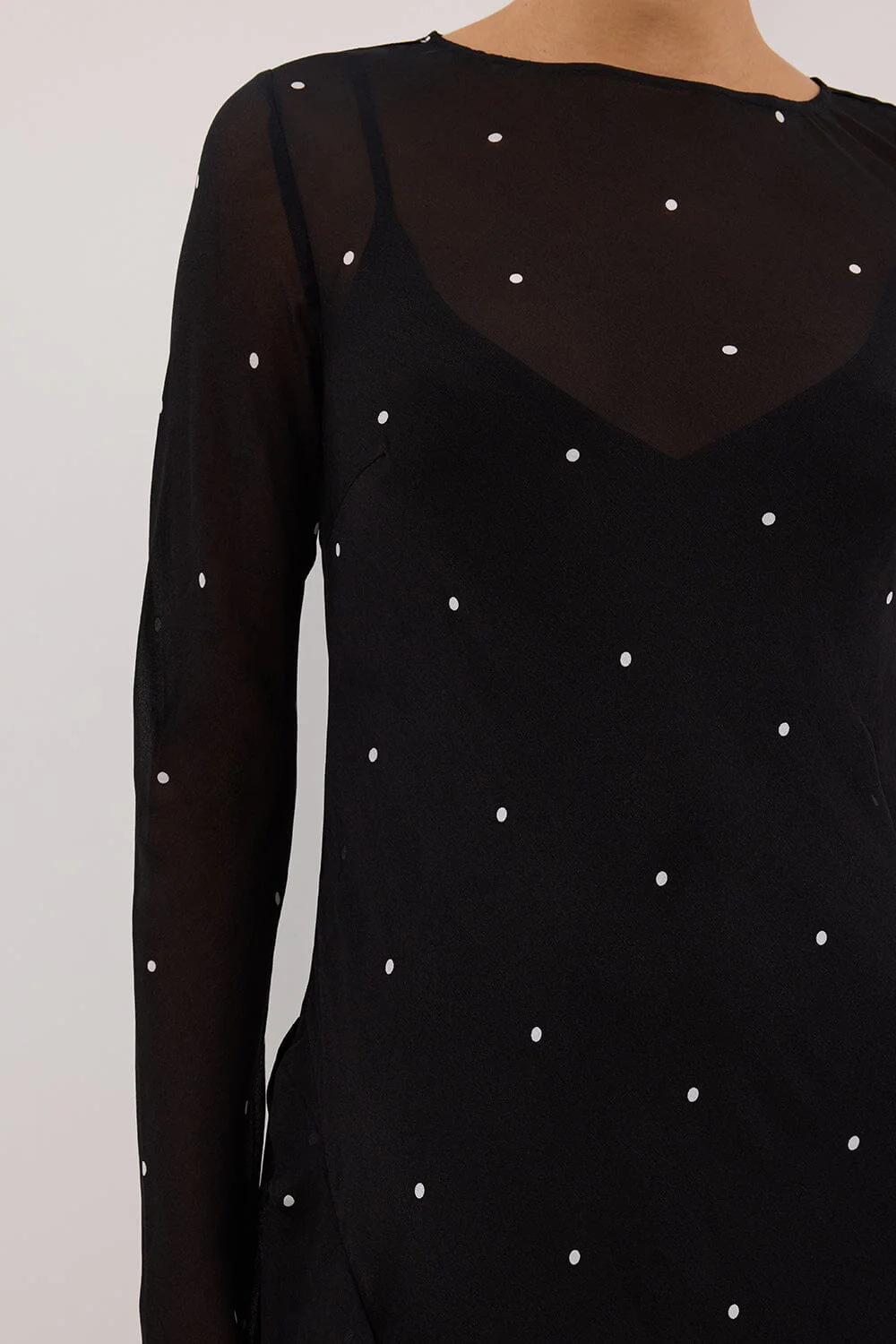 MELROSE BLACK SPOT LONG SLEEVE MAXI DRESS - Image 5