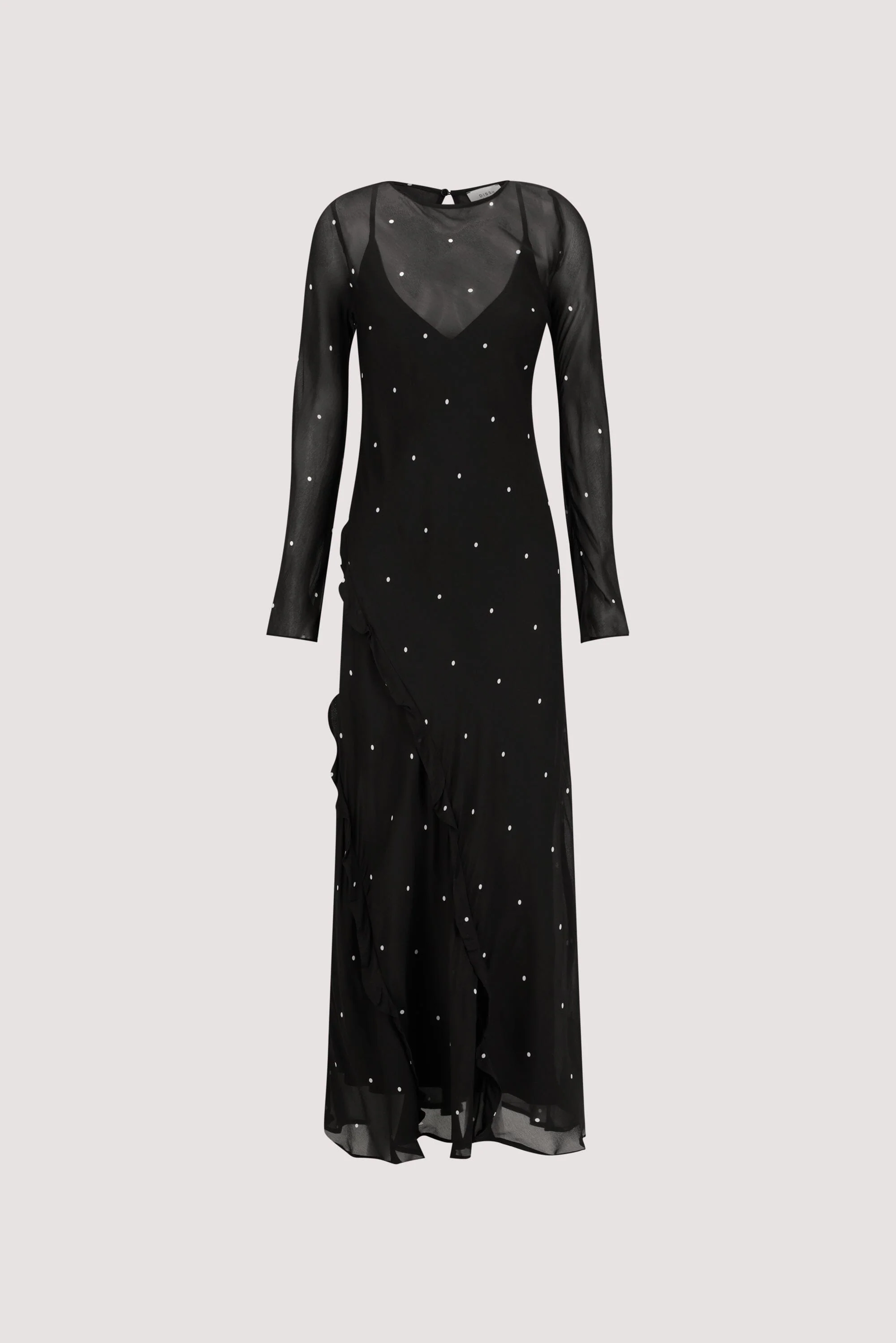 MELROSE BLACK SPOT LONG SLEEVE MAXI DRESS - Image 7
