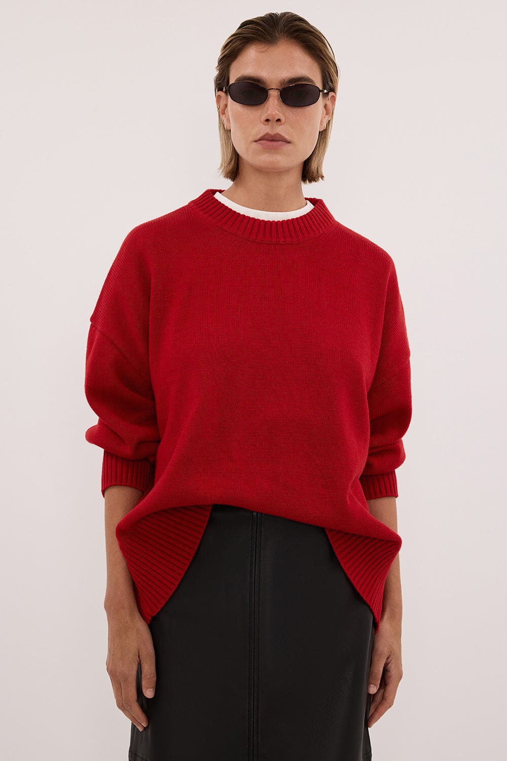 MILA BURNT RED CREW NECK KNIT JUMPER - Image 3