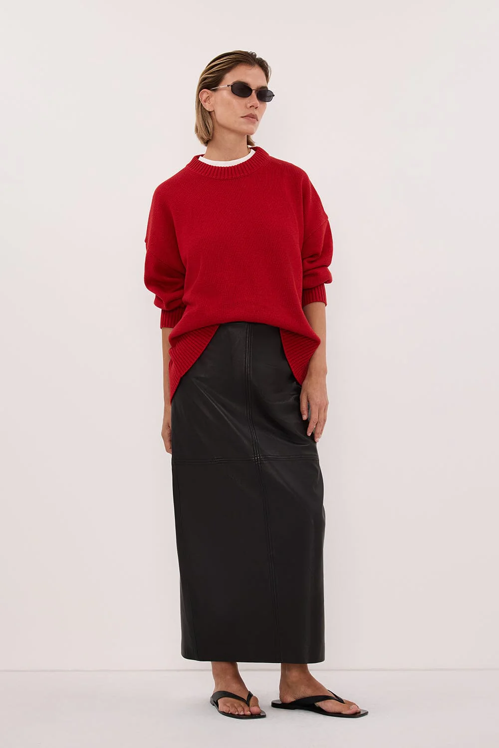 MILA BURNT RED CREW NECK KNIT JUMPER - Image 4
